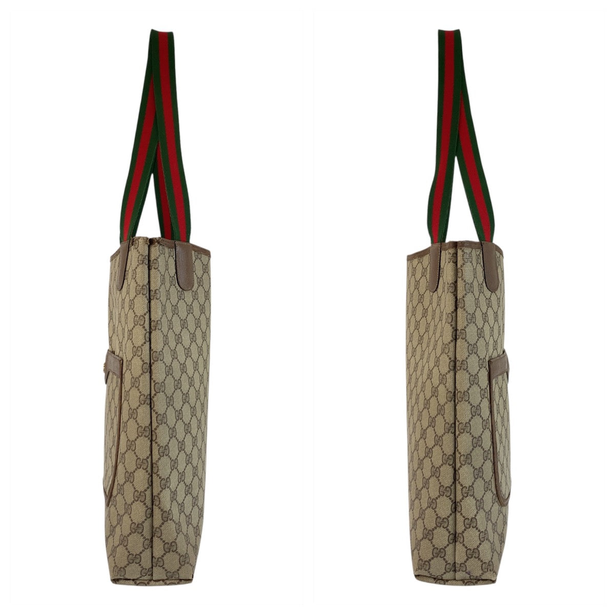 Gucci Tote Bag 39 02 003 Gg Supreme Canvas, Leather Beige Brown Gold Metal Tote Bag Shoulder Bag