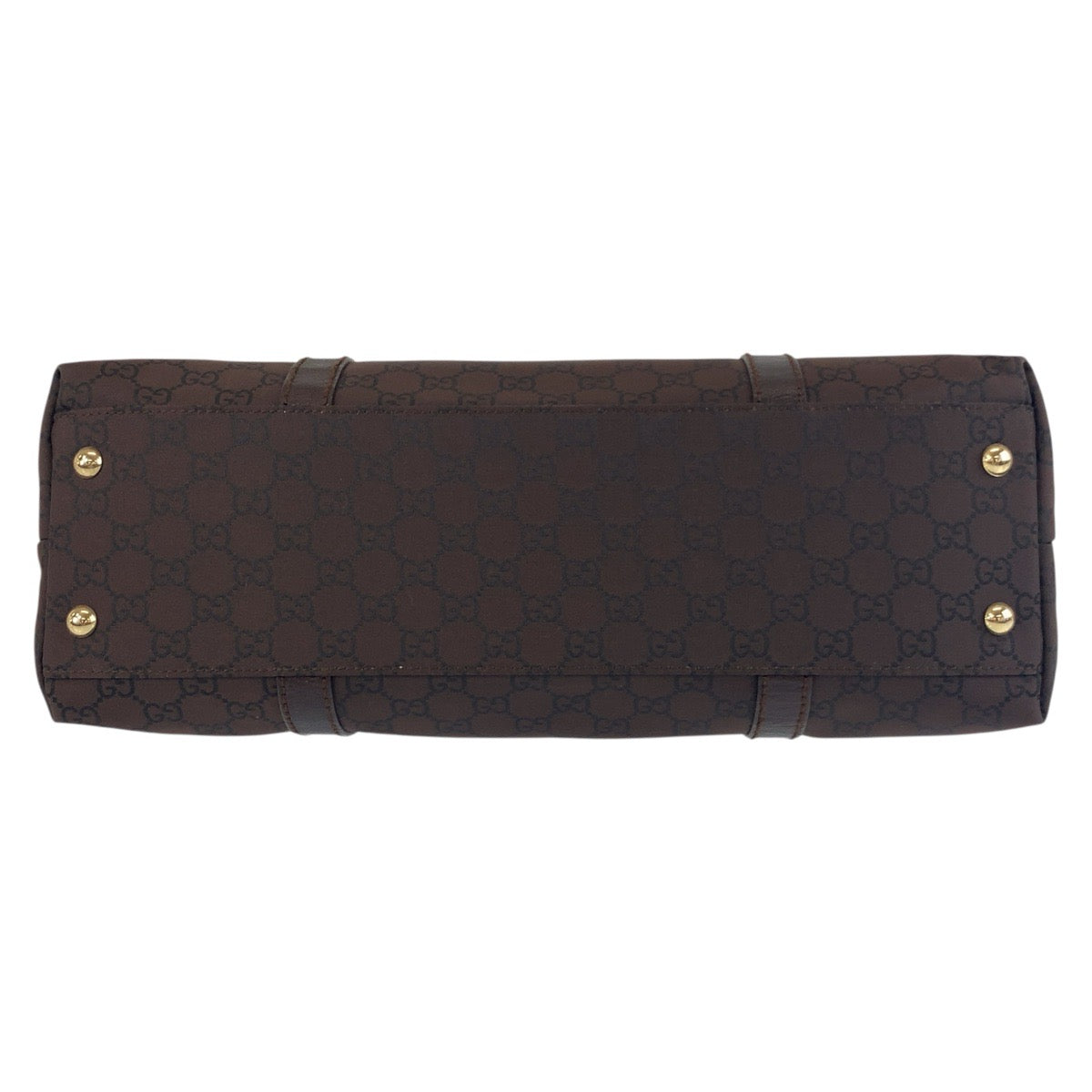 Gucci Tote Bag 257302 Nylon Brown Gold Metal Tote Bag Shoulder Bag Gg Pattern Women