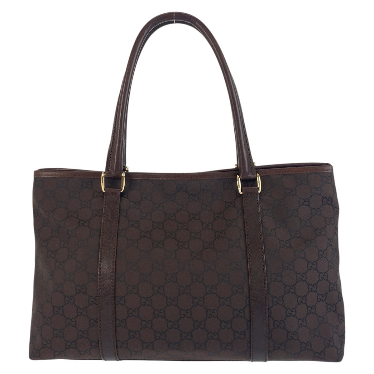 Gucci Tote Bag 257302 Nylon Brown Gold Metal Tote Bag Shoulder Bag Gg Pattern Women