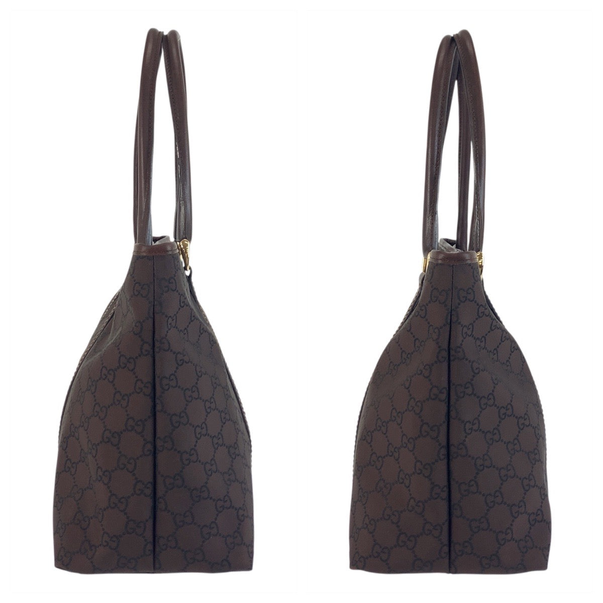 Gucci Tote Bag 257302 Nylon Brown Gold Metal Tote Bag Shoulder Bag Gg Pattern Women