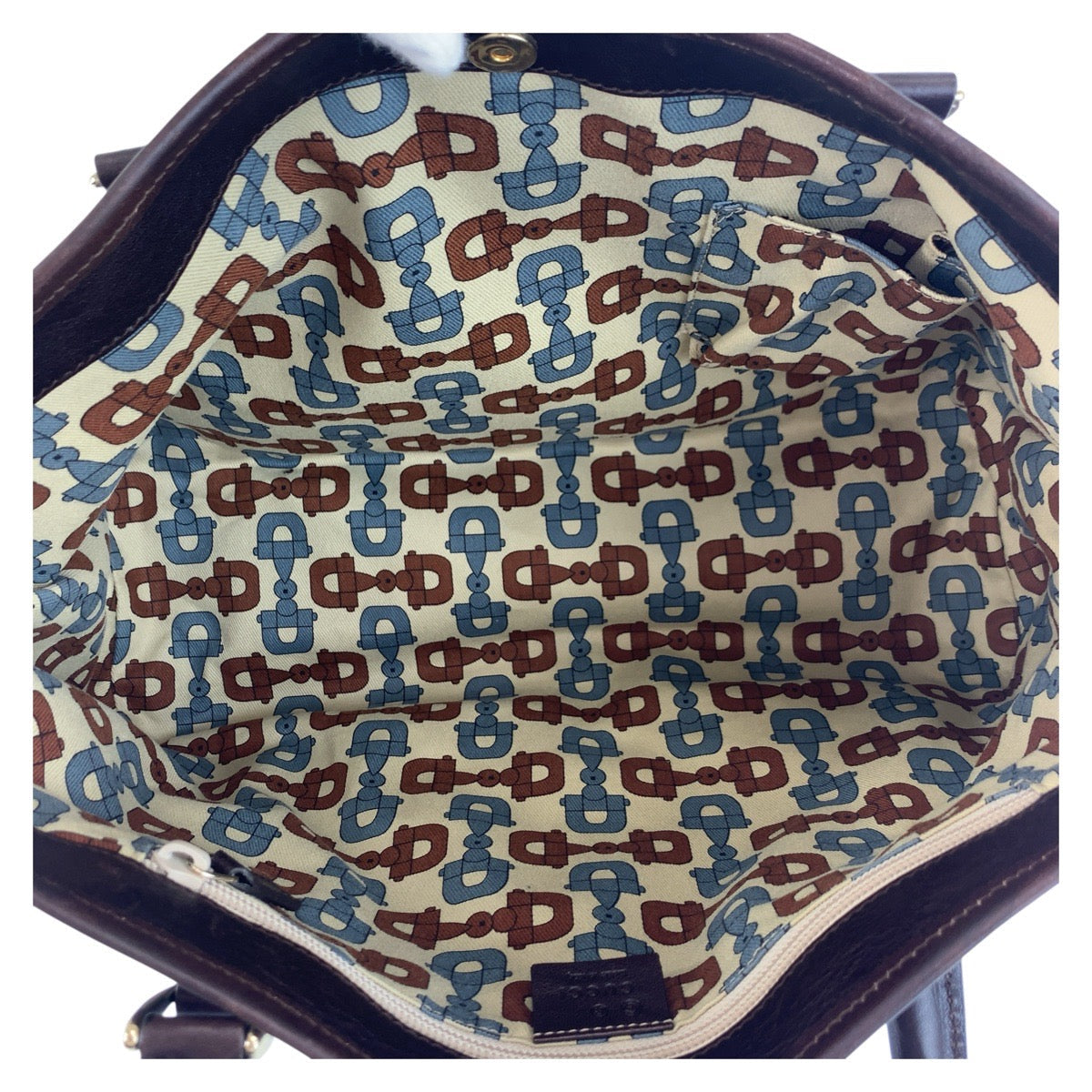 Gucci Tote Bag 257302 Nylon Brown Gold Metal Tote Bag Shoulder Bag Gg Pattern Women
