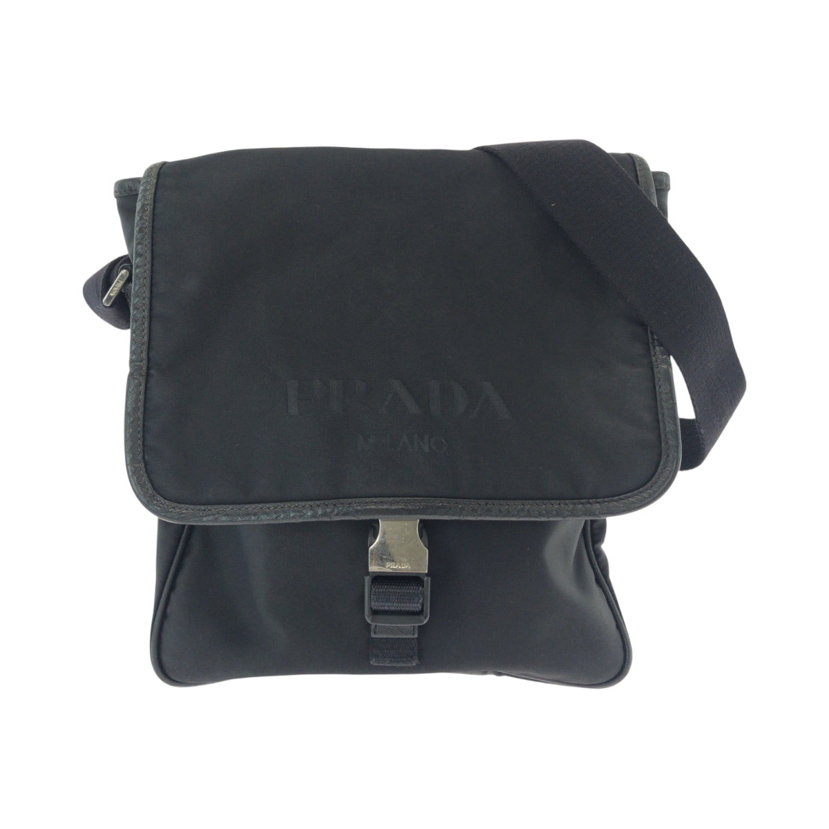 Prada Shoulder Bag Va0770 Nylon Black Silver Metal Test Logo