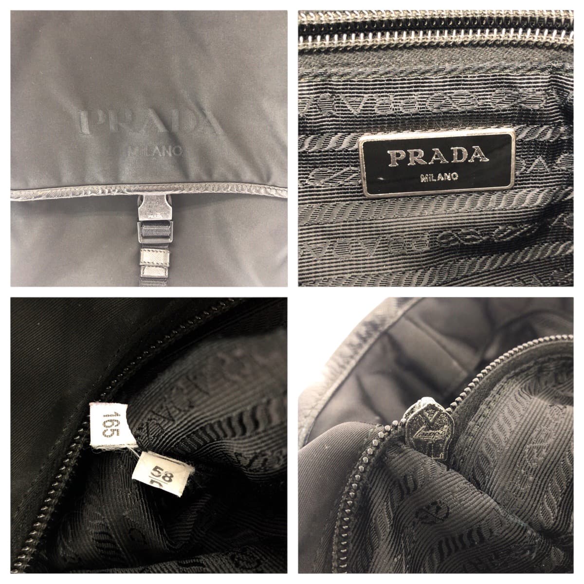 Prada Shoulder Bag Va0770 Nylon Black Silver Metal Test Logo