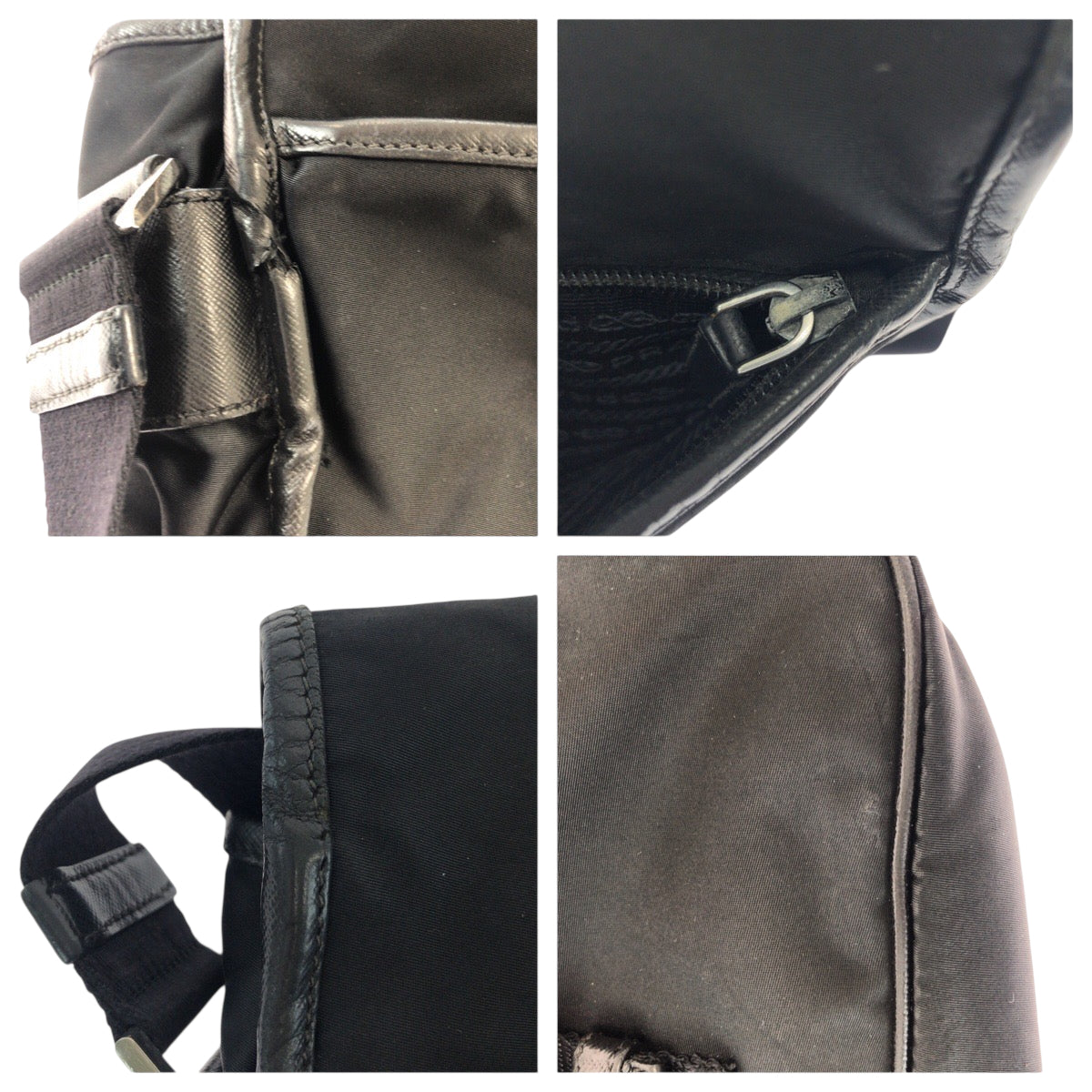 Prada Shoulder Bag Va0770 Nylon Black Silver Metal Test Logo