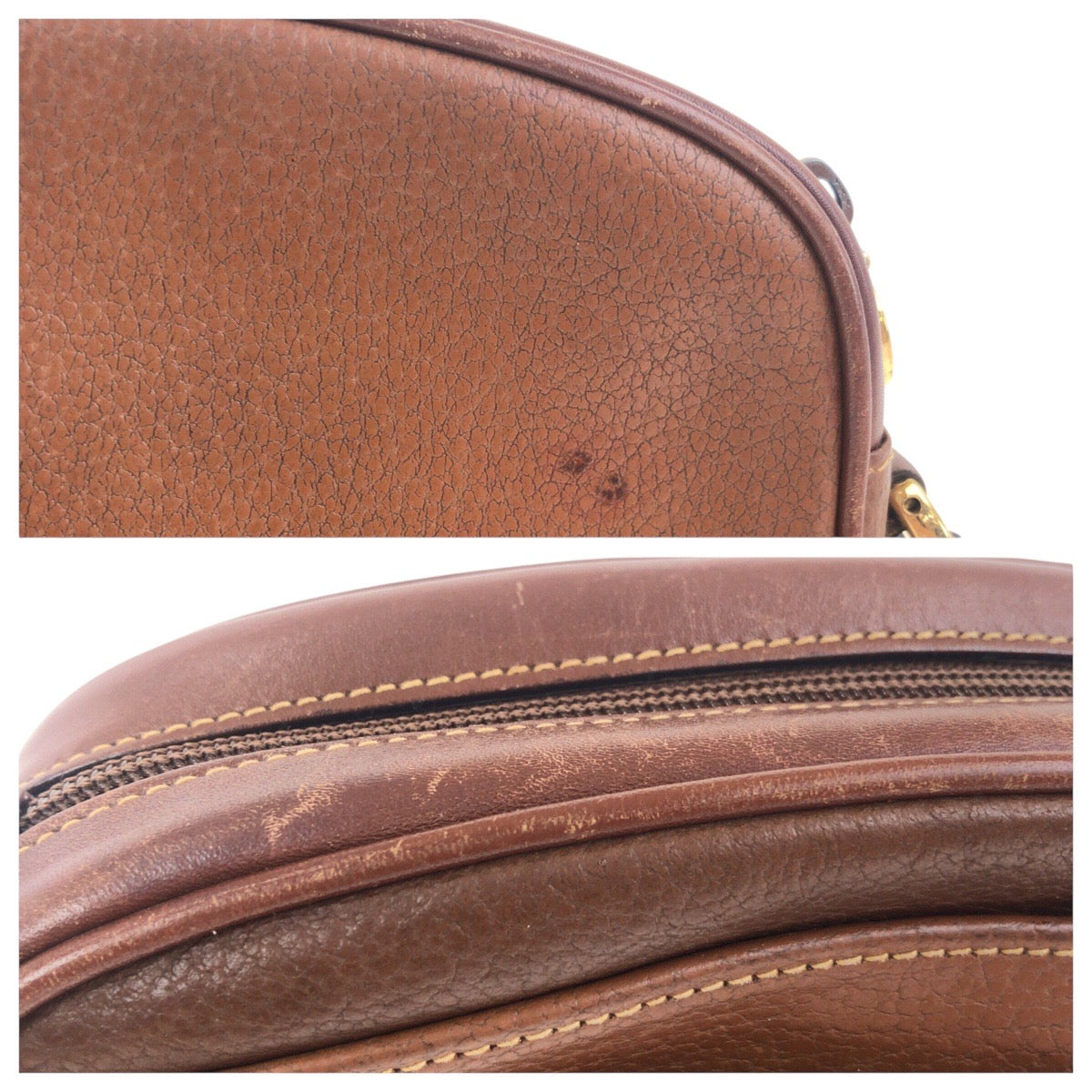 Gucci Shoulder Bag 007 113 0155 Leather Brown Gold Metal Old Gucci Women