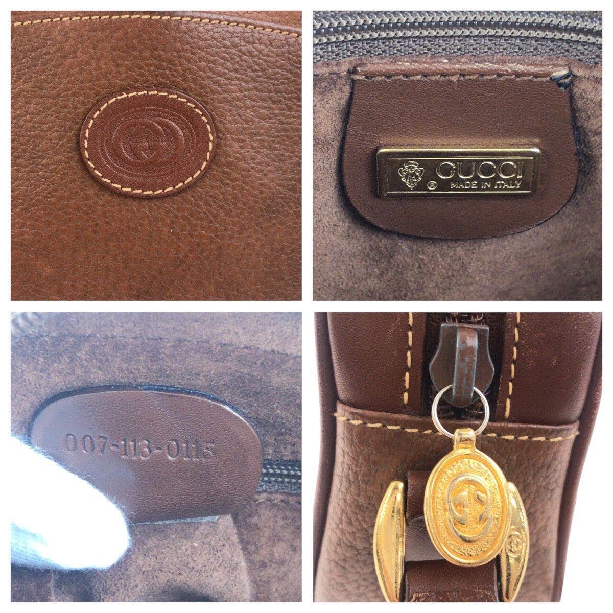 Gucci Shoulder Bag 007 113 0155 Leather Brown Gold Metal Old Gucci Women