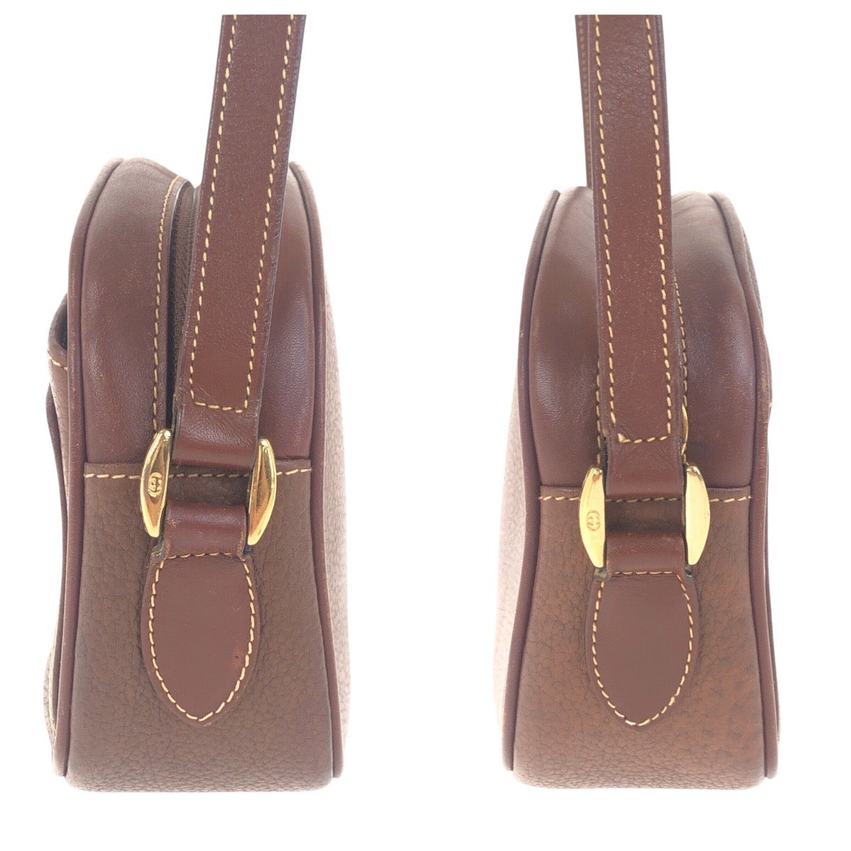 Gucci Shoulder Bag 007 113 0155 Leather Brown Gold Metal Old Gucci Women