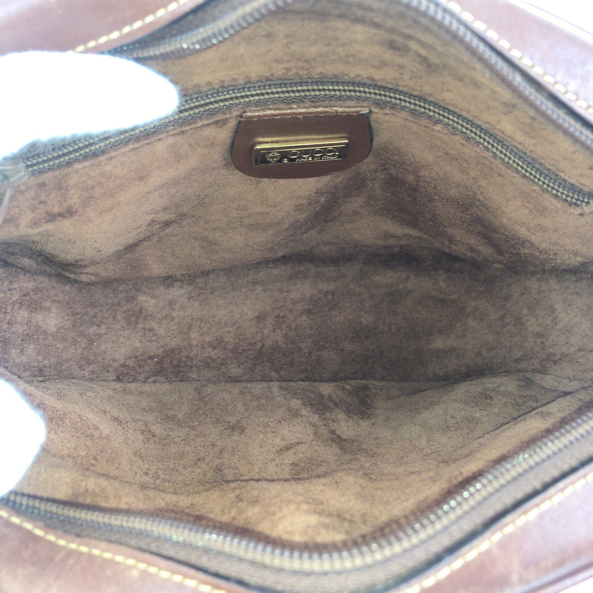 Gucci Shoulder Bag 007 113 0155 Leather Brown Gold Metal Old Gucci Women
