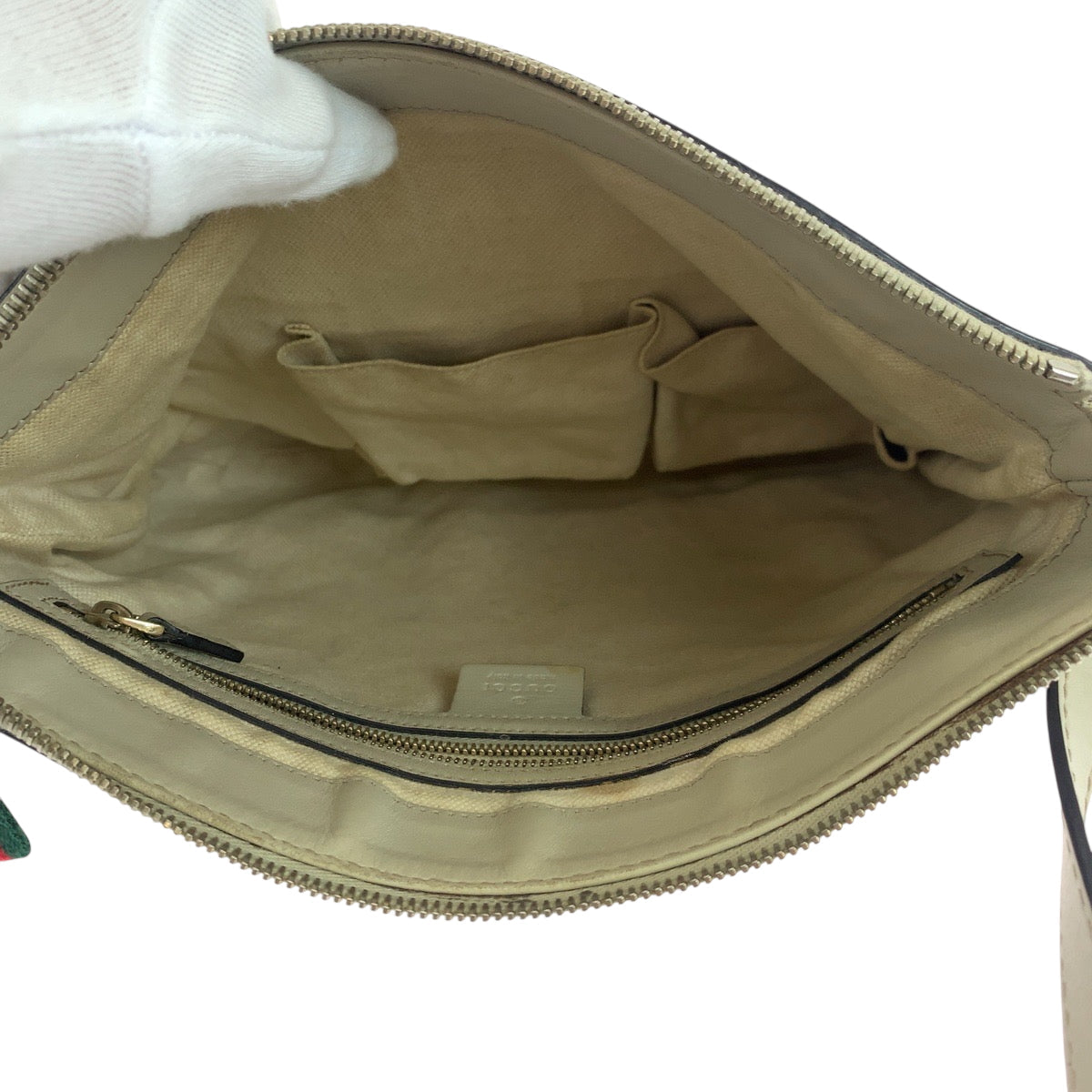 Gucci Shoulder Bag 257065 Gg Canvas Beige Ivory Gold Metal Shoulder Bag Pochette Sherry Line