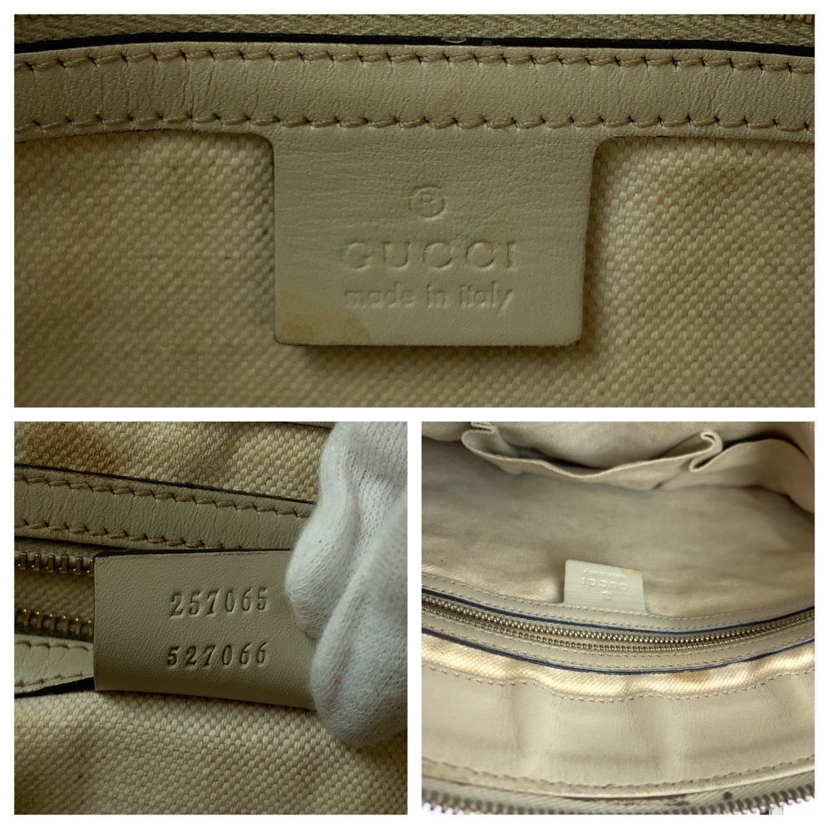 Gucci Shoulder Bag 257065 Gg Canvas Beige Ivory Gold Metal Shoulder Bag Pochette Sherry Line