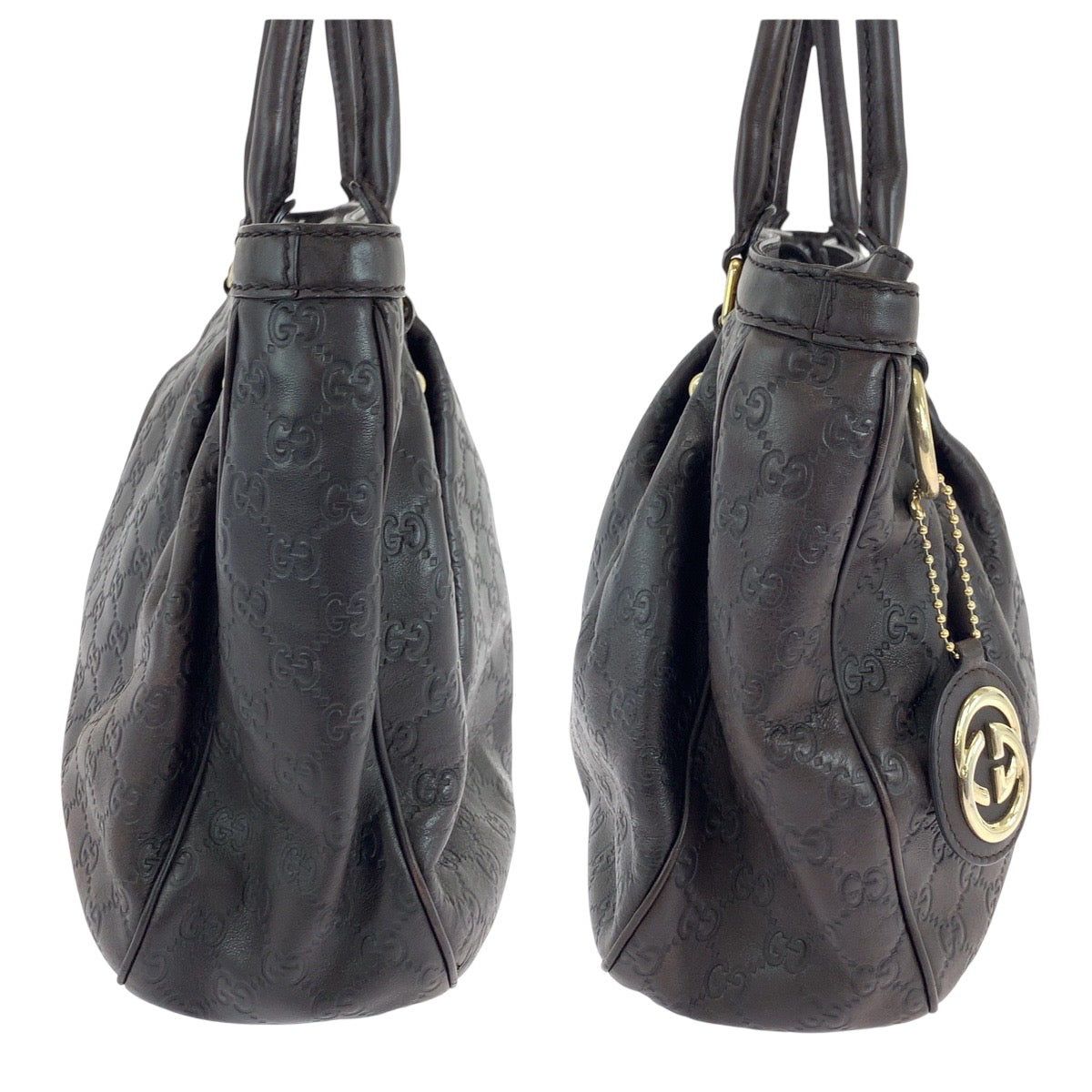 Gucci Tote Bag 296835 Leather Dark Brown Gold Metal Tote Bag Shoulder Bag Guccisima Sukey Women