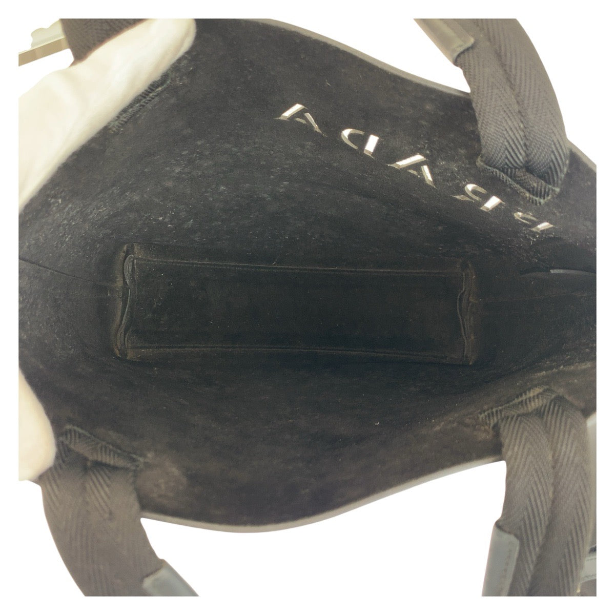 Prada Tote Bag Leather Black Black Tote Bag Handbag Punching Logo Women