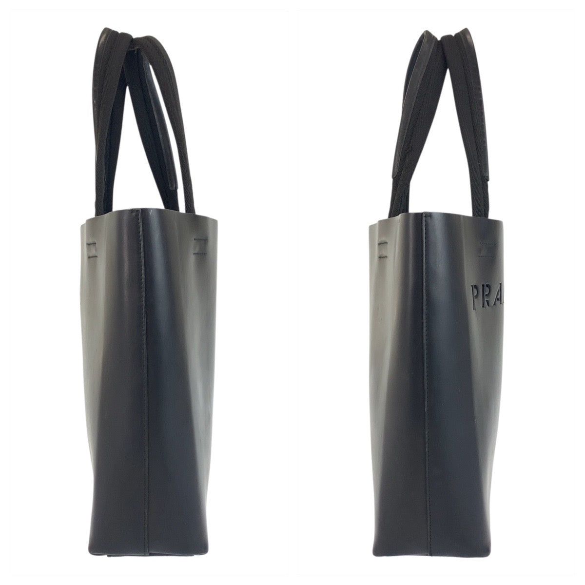 Prada Tote Bag Leather Black Black Tote Bag Handbag Punching Logo Women