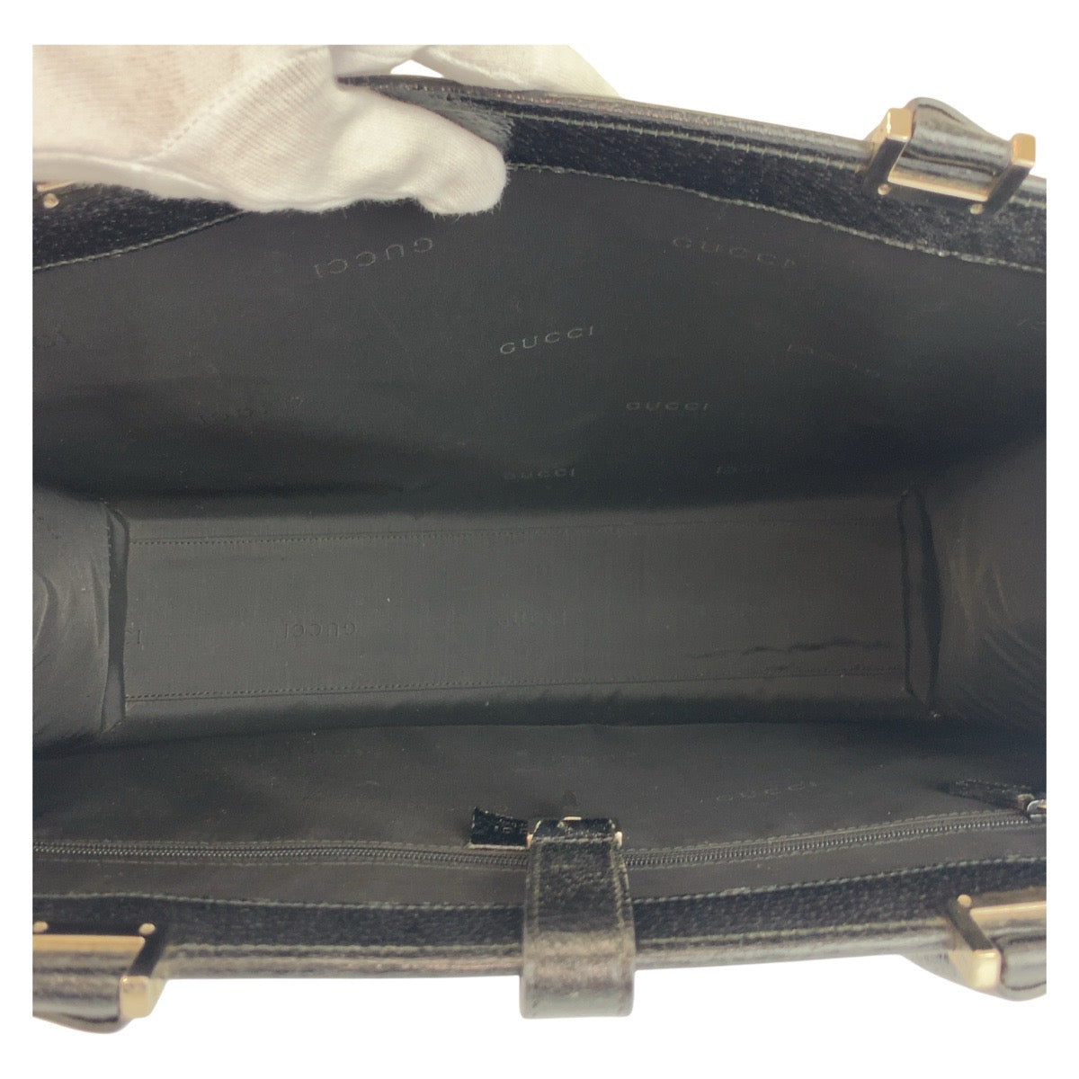 Gucci Tote Bag 002 1074 Leather Black Silvermetal Tote Bag Shoulder Bag Jackie Women