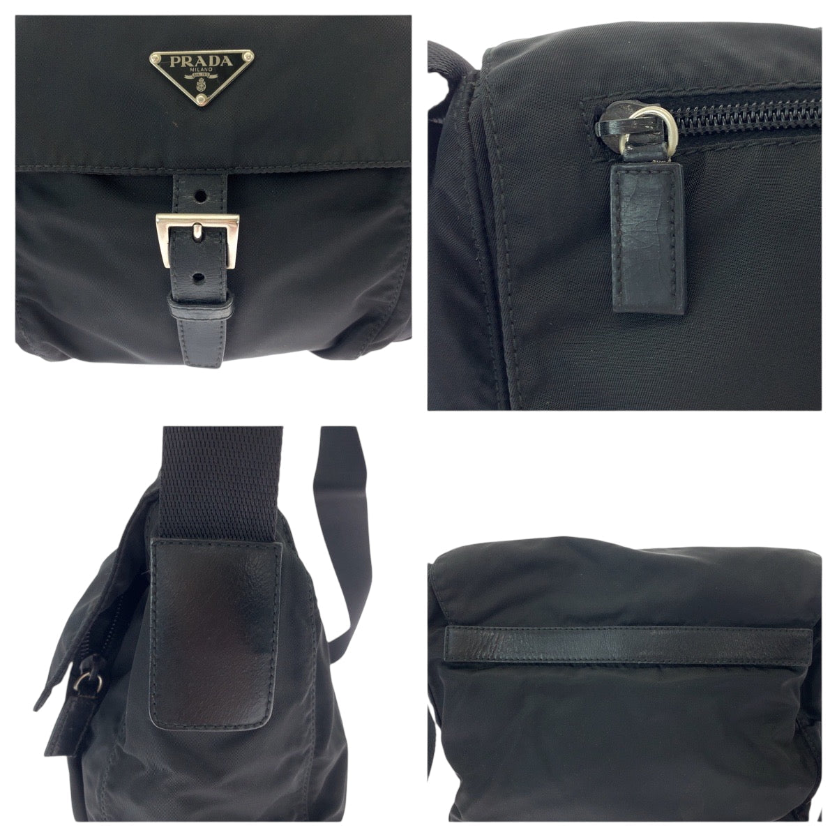 Prada Shoulder Bag Bt8994 Nylon Black Silvermetal Shoulder Bag Pochette Test Triangle With Logo Mens