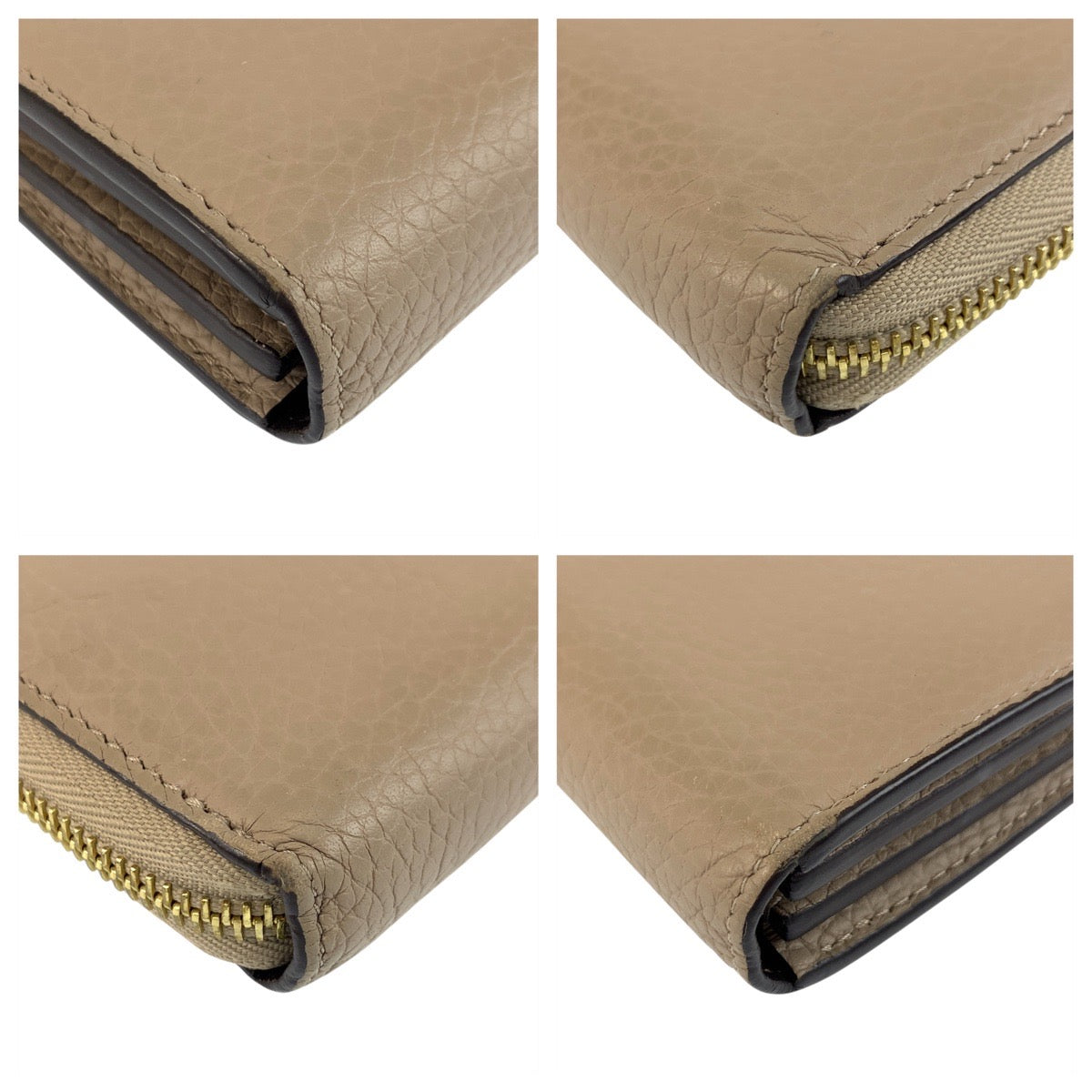 Louis Vuitton Long Wallet Purse M63104 Leather Greige Gold Metal Long Wallet Purse Portefeuille