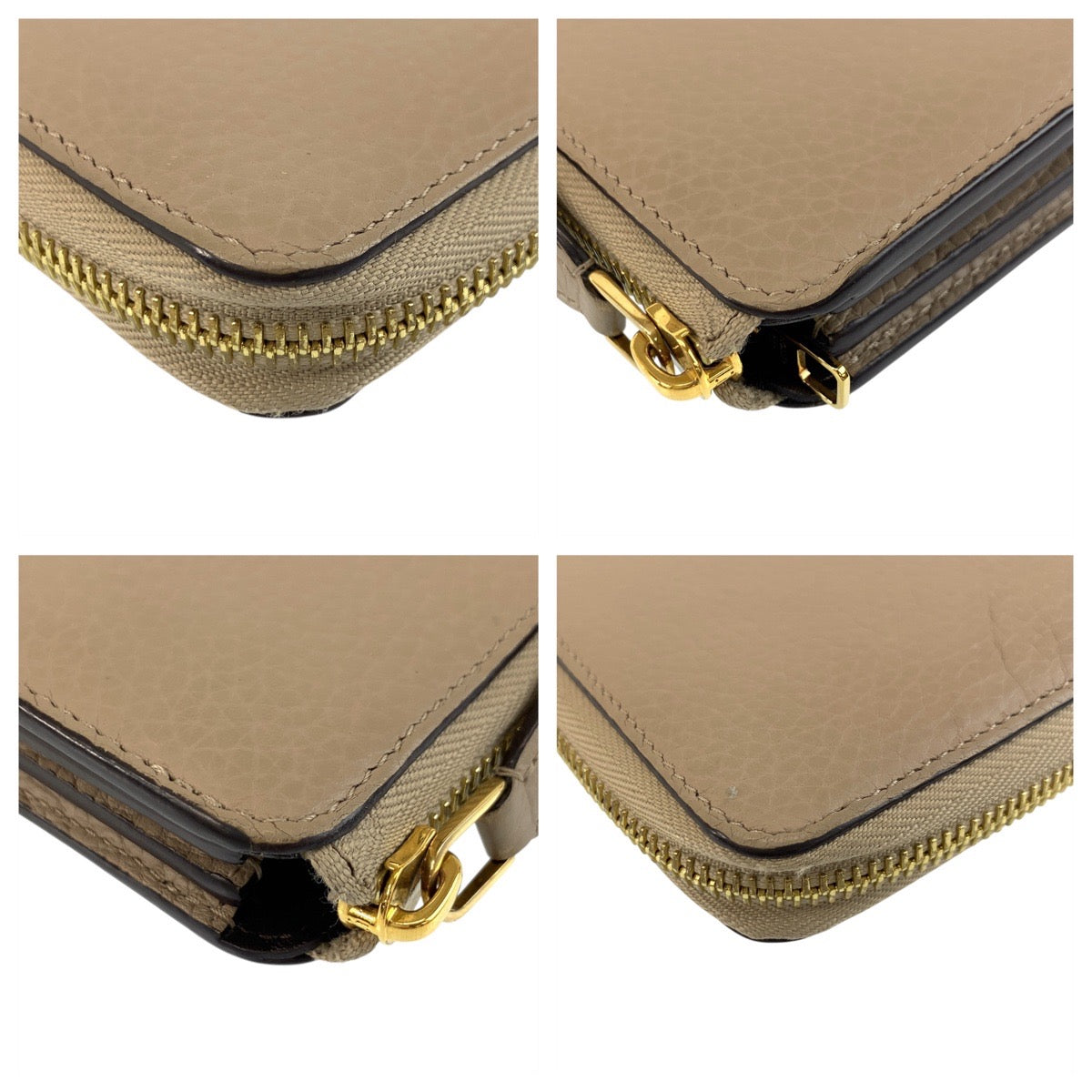 Louis Vuitton Long Wallet Purse M63104 Leather Greige Gold Metal Long Wallet Purse Portefeuille