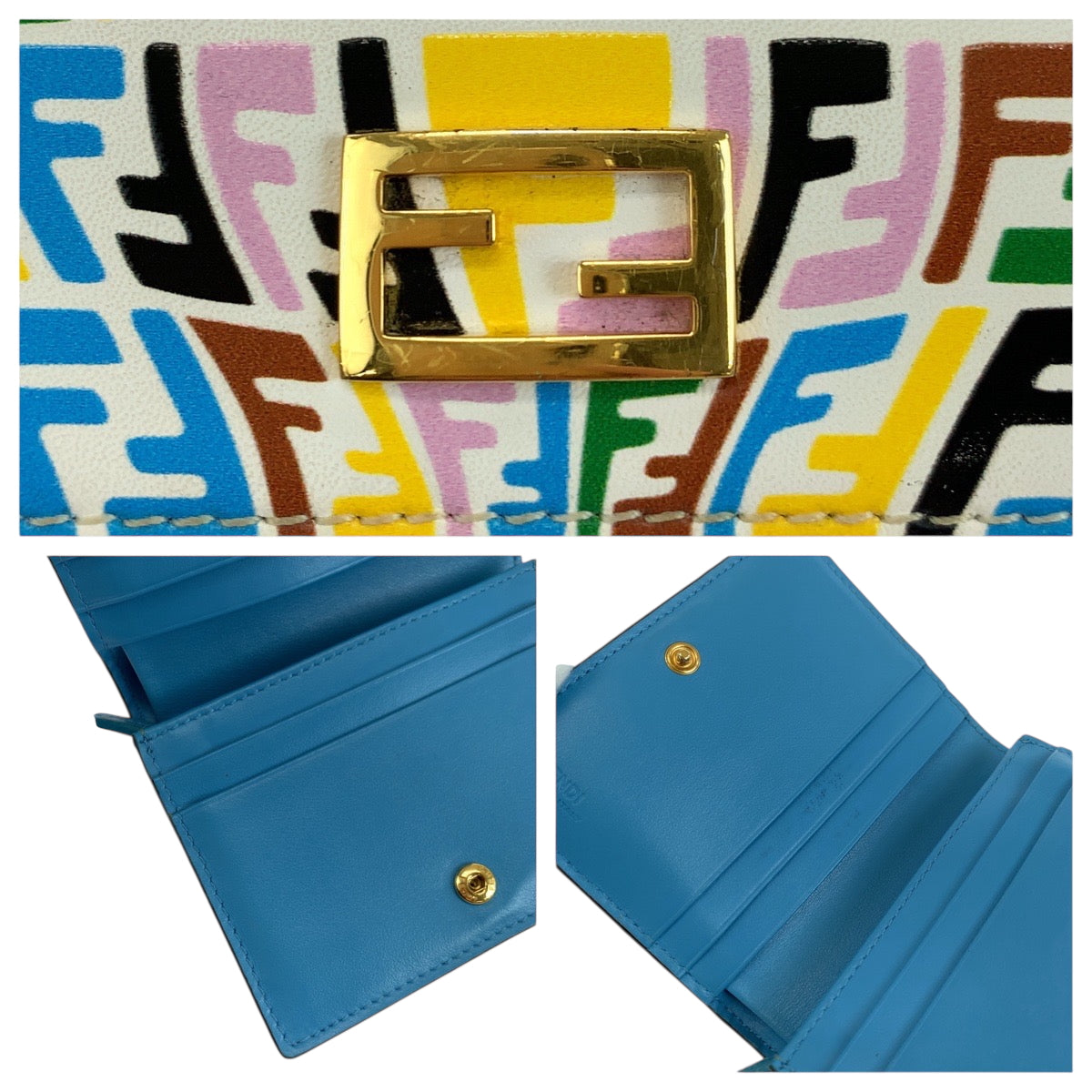 Fendi Bifold Wallet 8M0420 Agks Calfskin Multicolor Folding Wallet Compact Wallet Women(Unisex)