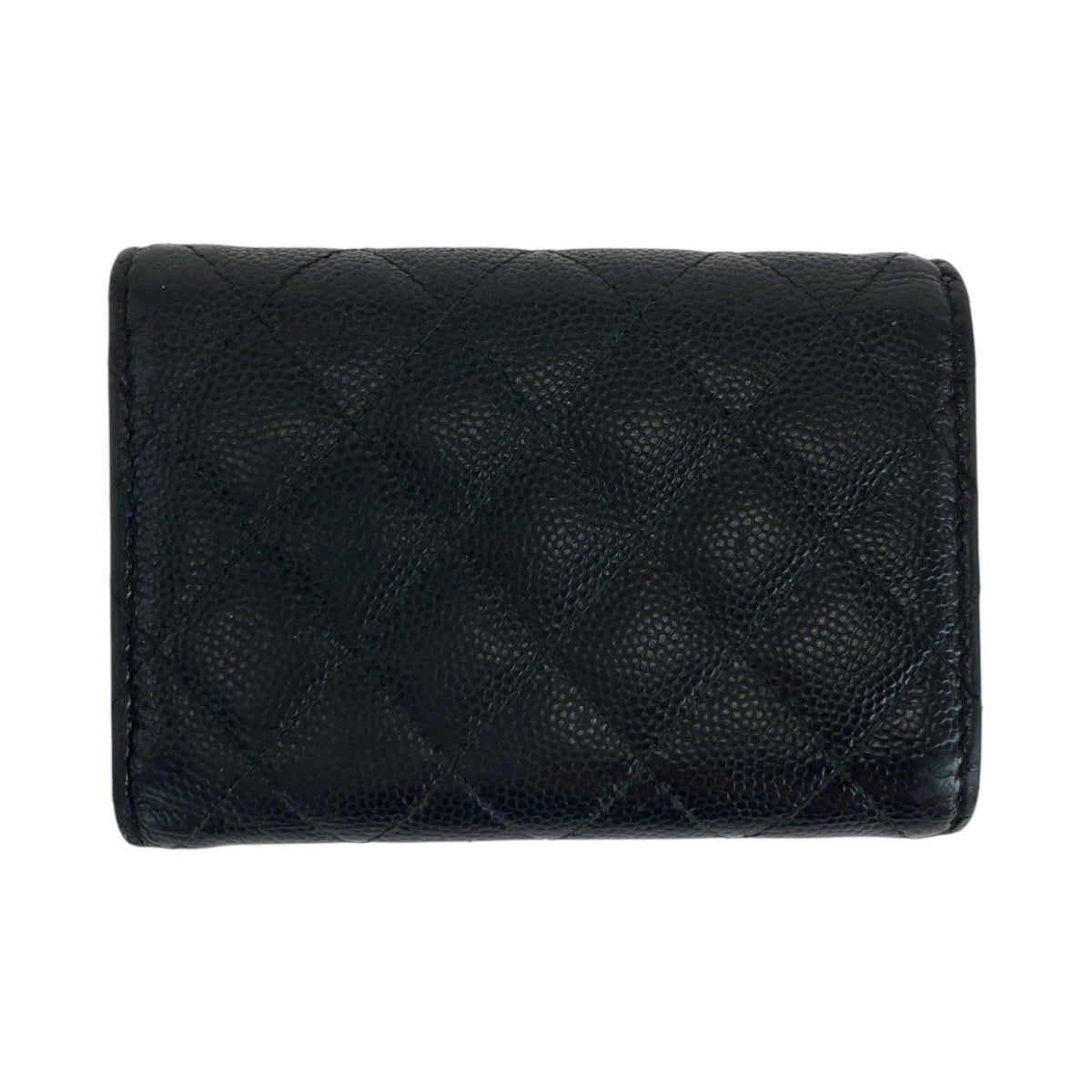 Chanel Tri-Fold Wallet Caviar Skin Black Goldmetal Folding Wallet Compact Wallet Boy Chanel Small
