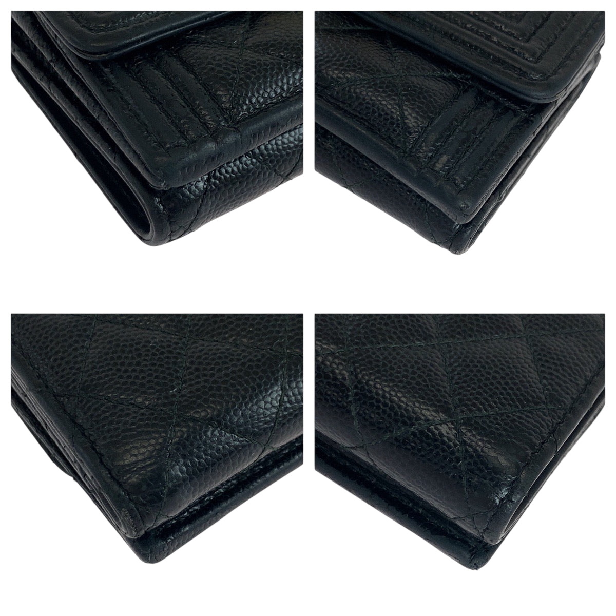 Chanel Tri-Fold Wallet Caviar Skin Black Goldmetal Folding Wallet Compact Wallet Boy Chanel Small