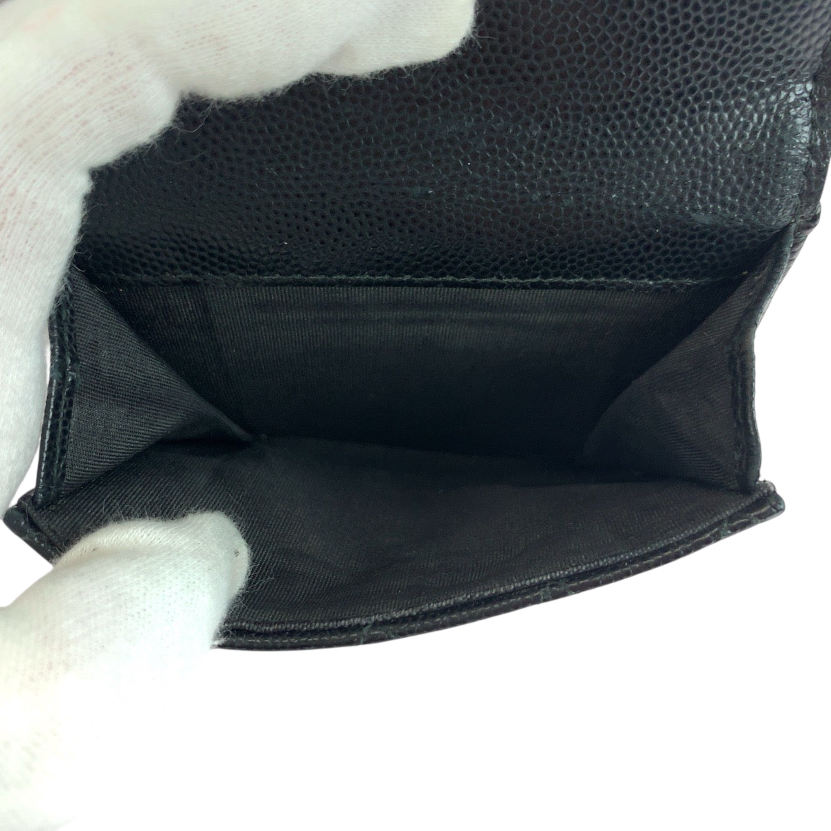 Chanel Tri-Fold Wallet Caviar Skin Black Goldmetal Folding Wallet Compact Wallet Boy Chanel Small