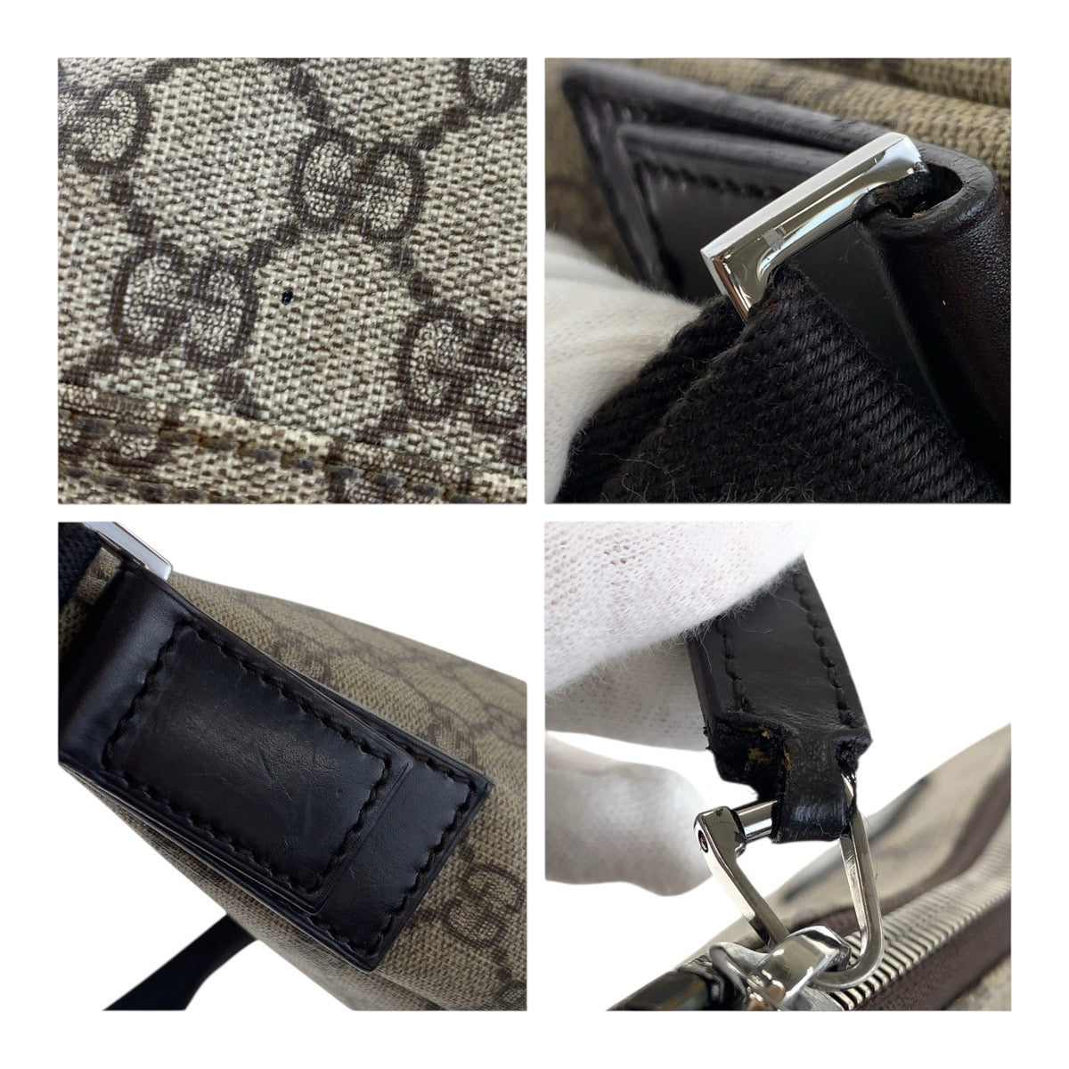 Gucci Shoulder Bag 110054 Gg Supreme Canvas Beige Brown Silvermetal