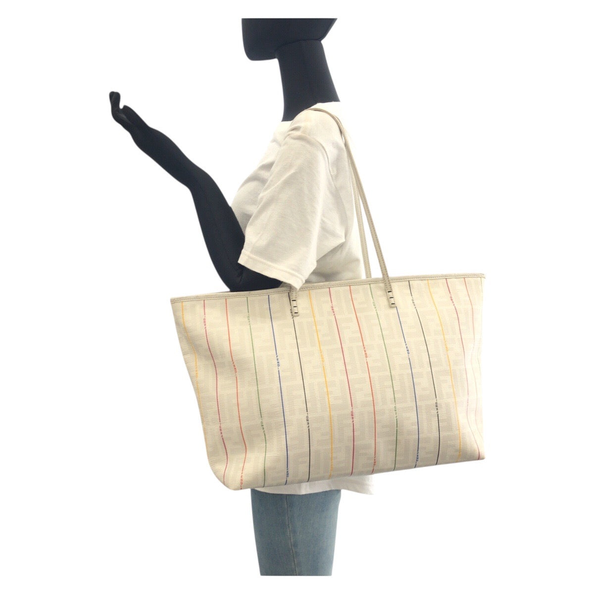 Fendi Tote Bag 88H185 Hqp Leather White Multicolor Tote Bag Shoulder Bag Zucca Women