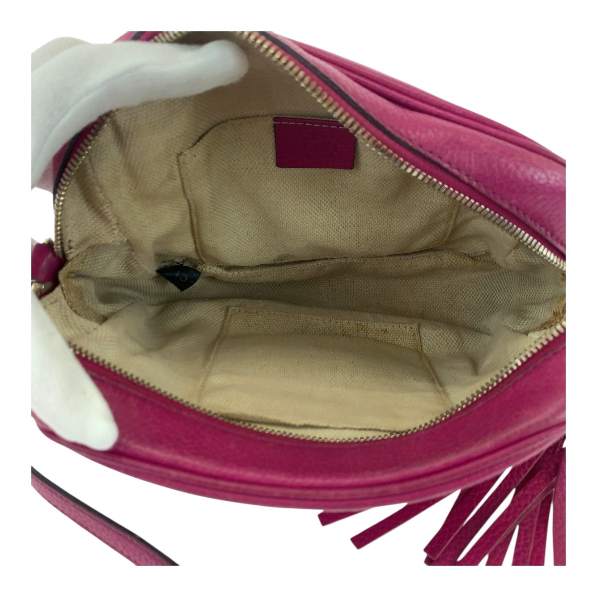 Gucci Shoulder Bag 308364 Leather Purple Gold Metal Soho