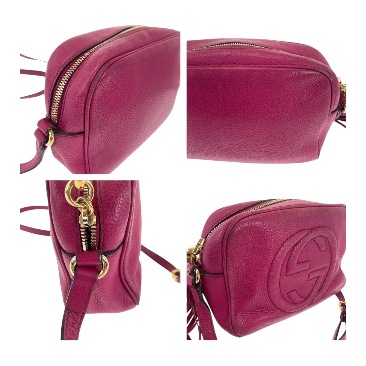 Gucci Shoulder Bag 308364 Leather Purple Gold Metal Soho
