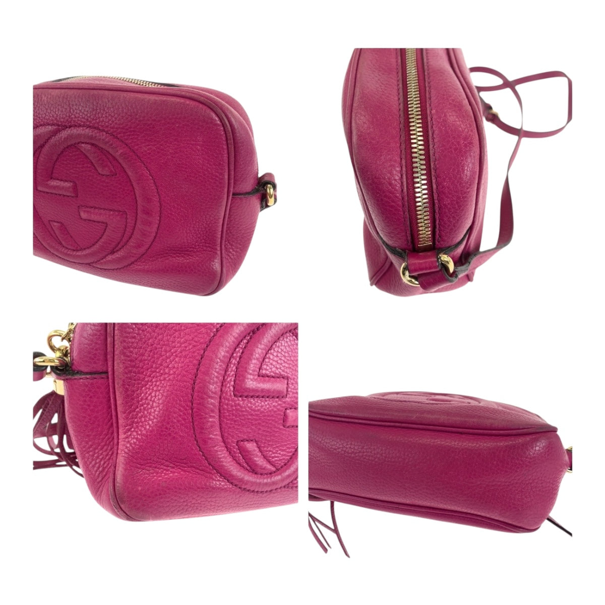 Gucci Shoulder Bag 308364 Leather Purple Gold Metal Soho