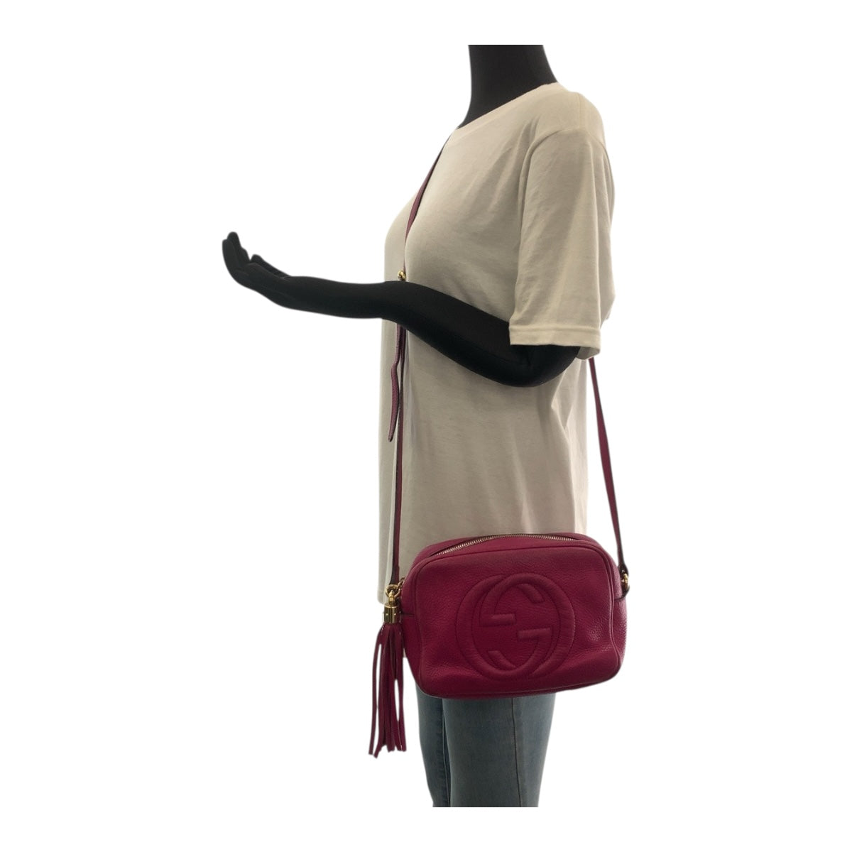 Gucci Shoulder Bag 308364 Leather Purple Gold Metal Soho
