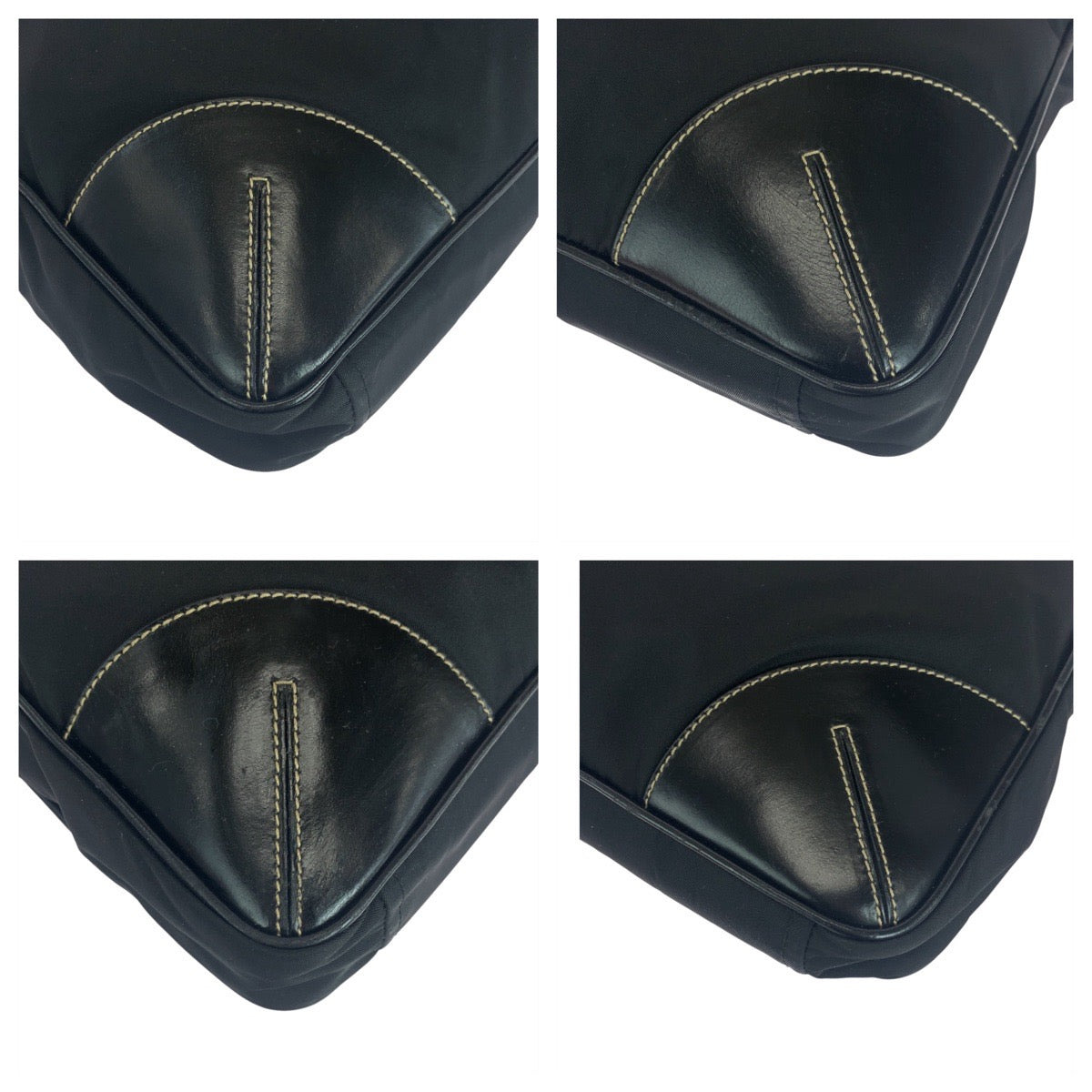 Prada Tote Bag Nylon Black Silver Metal Test Triangle With Logo