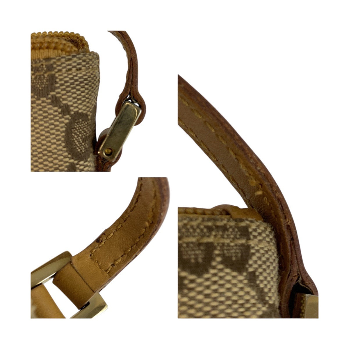 Gucci Handbag 039 1103 Gg Canvas Beige Brown Gold Metal