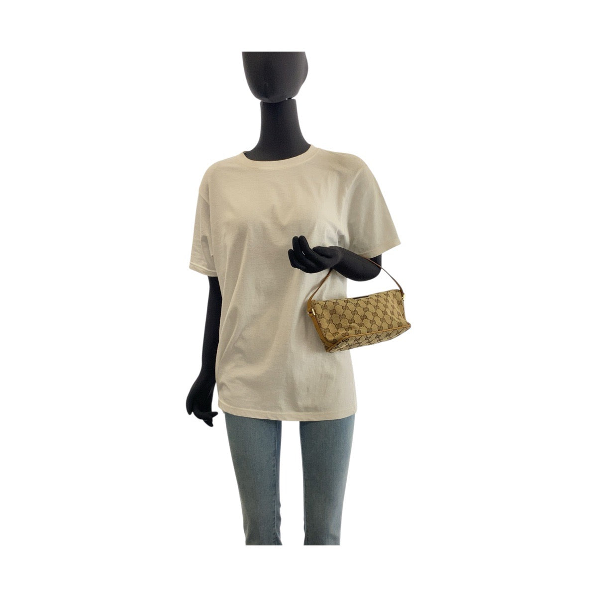 Gucci Handbag 039 1103 Gg Canvas Beige Brown Gold Metal
