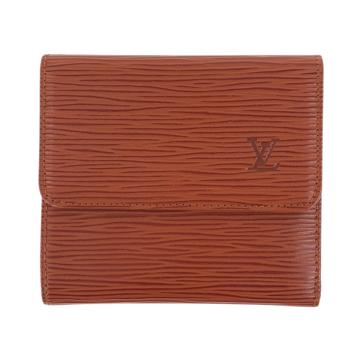 Louis Vuitton Tri-Fold Wallet M63483 Leather Kenya Brown Brown Gold Metal Folding Wallet Compact