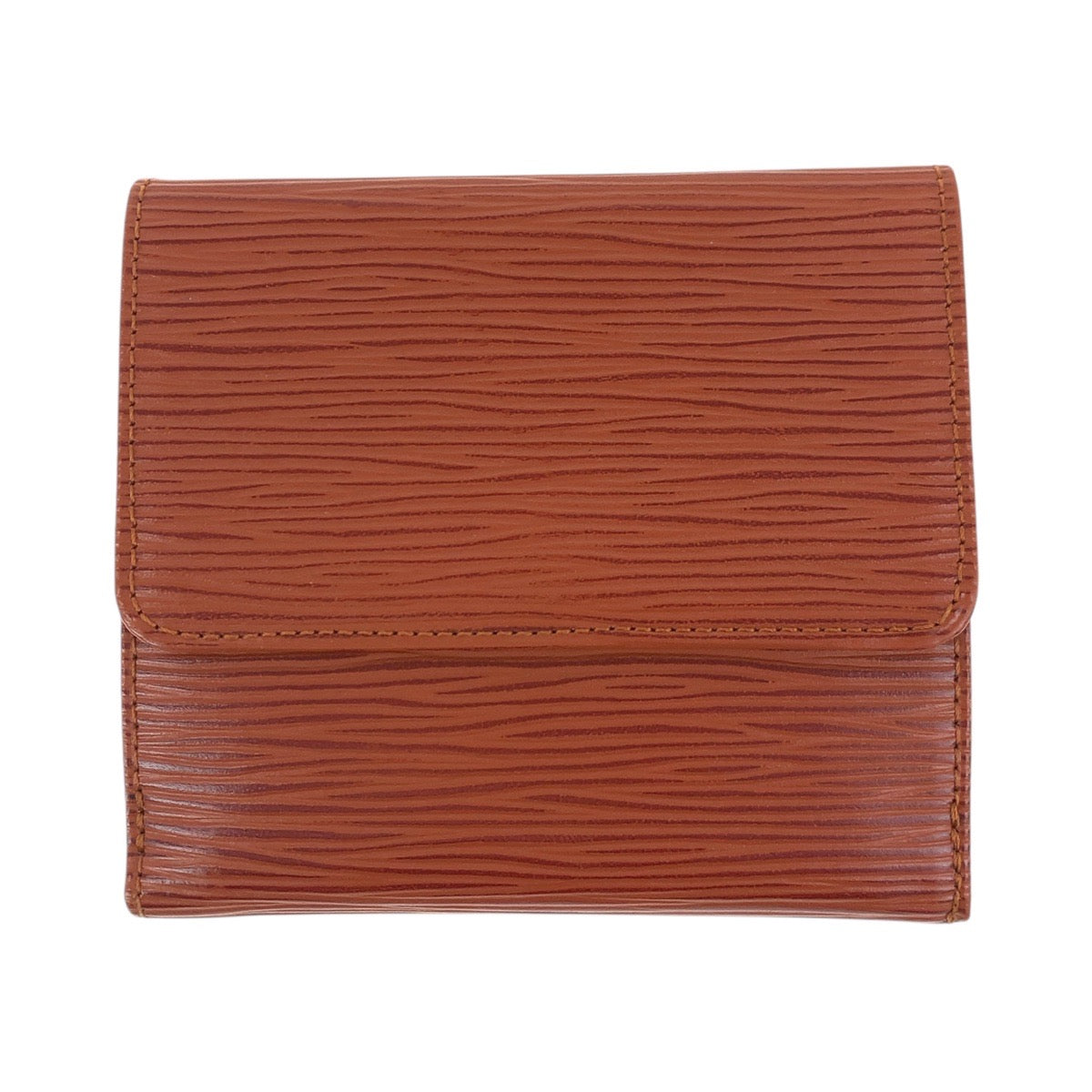 Louis Vuitton Tri-Fold Wallet M63483 Leather Kenya Brown Brown Gold Metal Folding Wallet Compact