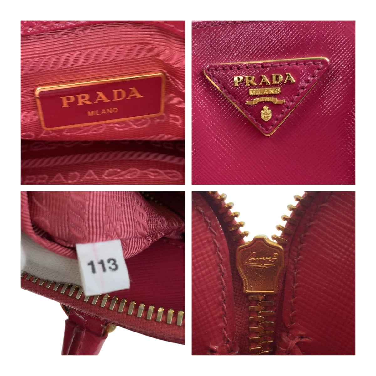 Prada Shoulder Bag Bl0838 Leather Pink Gold Metal Safiano Triangle With Logo
