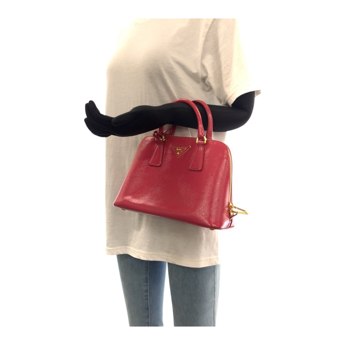 Prada Shoulder Bag Bl0838 Leather Pink Gold Metal Safiano Triangle With Logo