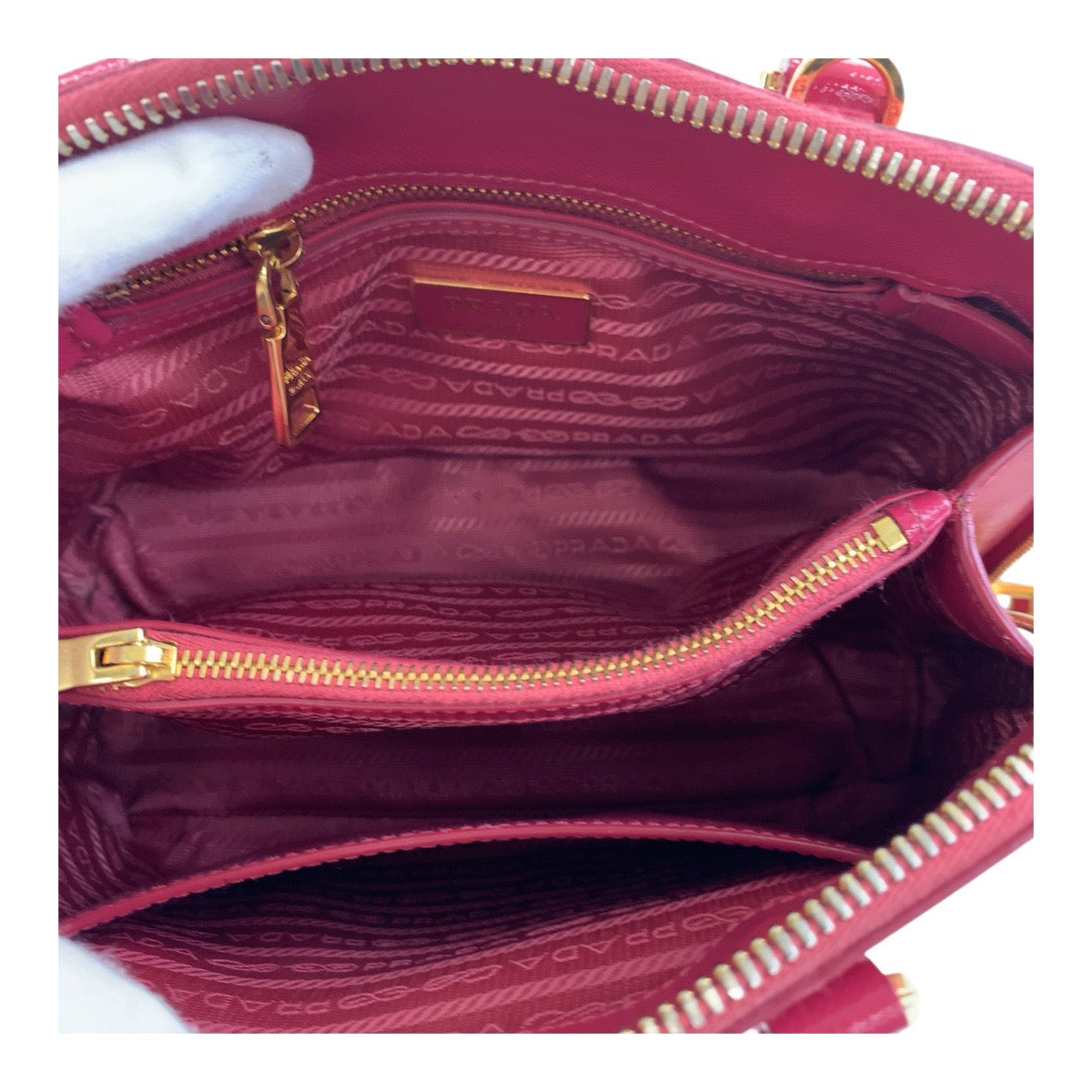 Prada Shoulder Bag Bl0838 Leather Pink Gold Metal Safiano Triangle With Logo