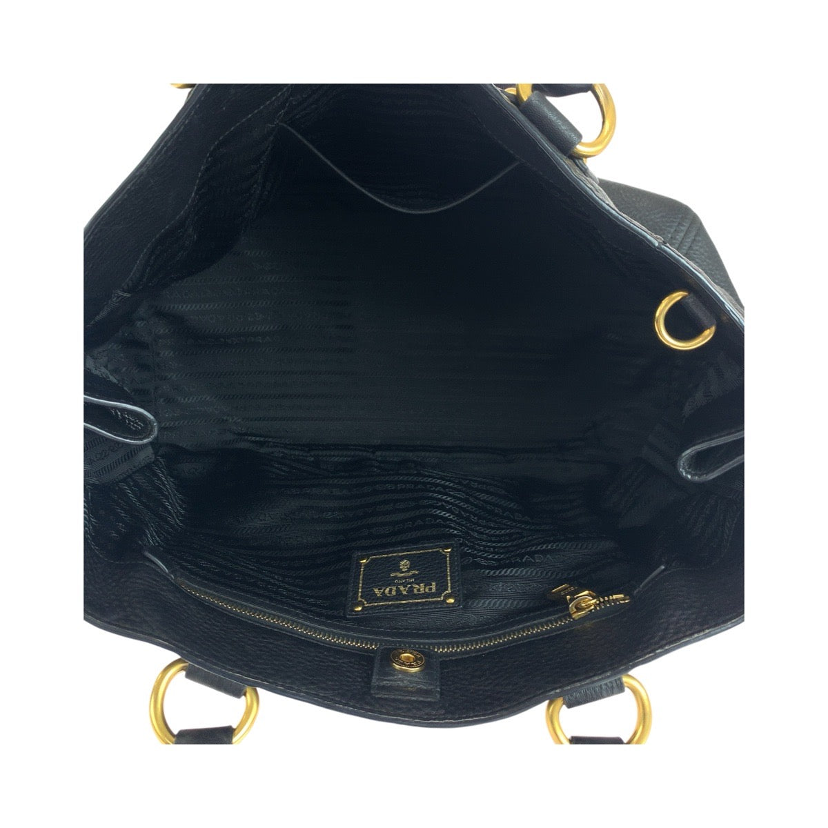 Prada Tote Bag 208 Leather Black Gold Metal Vitterodino