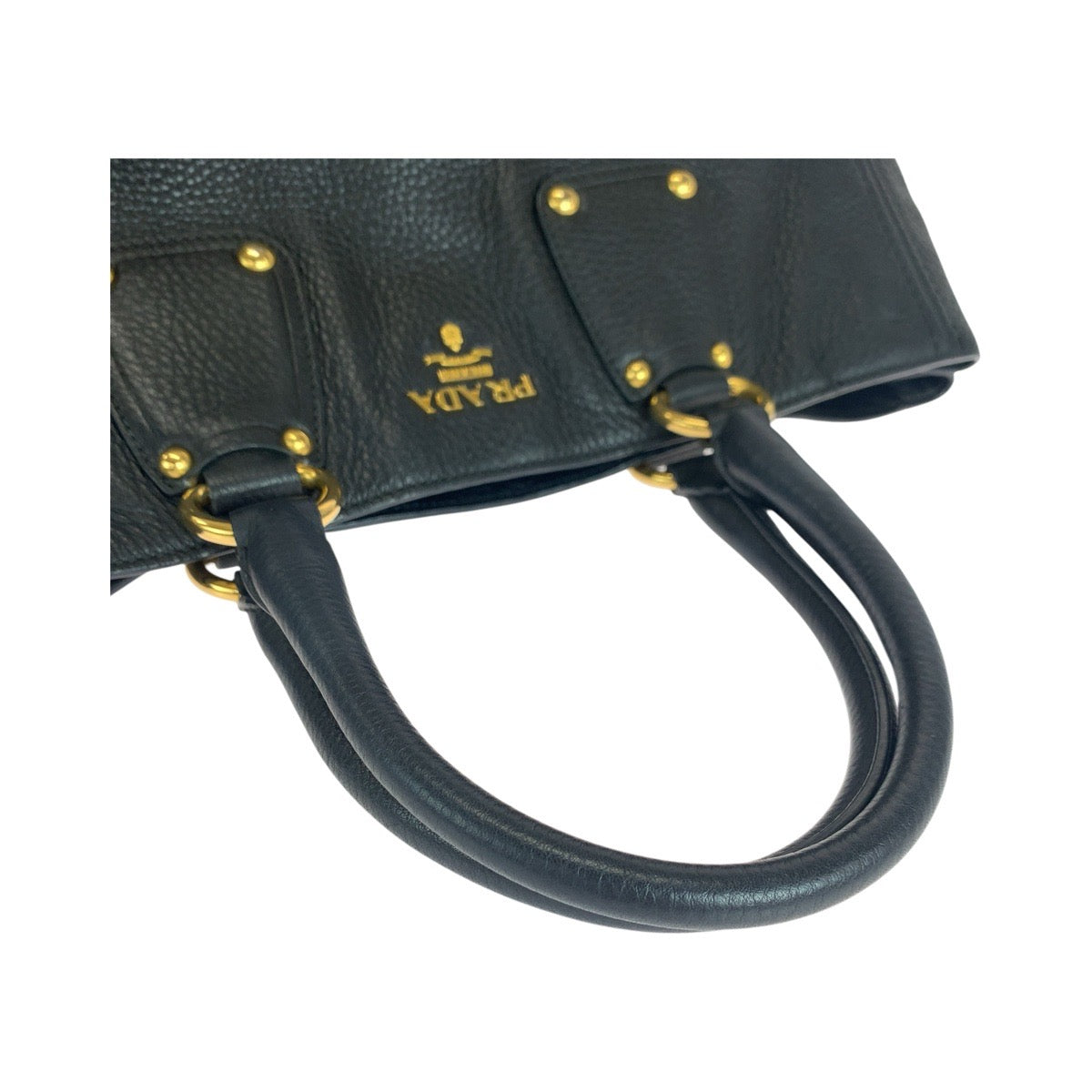 Prada Tote Bag 208 Leather Black Gold Metal Vitterodino