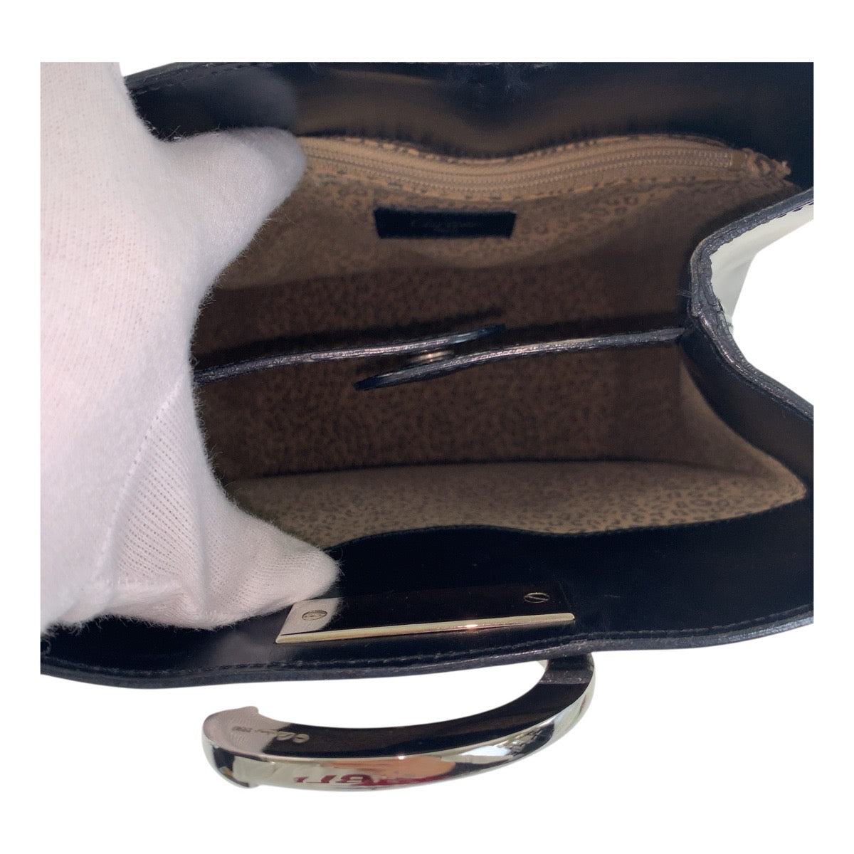 Cartier Shoulder Bag Leather Black Silvermetal Panthere