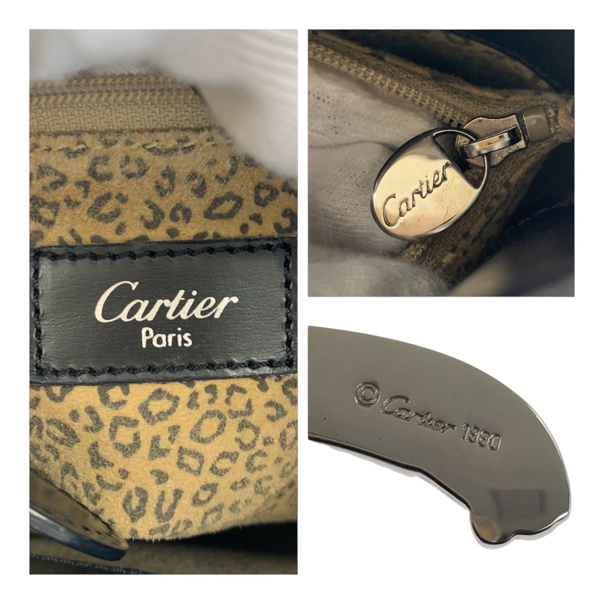 Cartier Shoulder Bag Leather Black Silvermetal Panthere