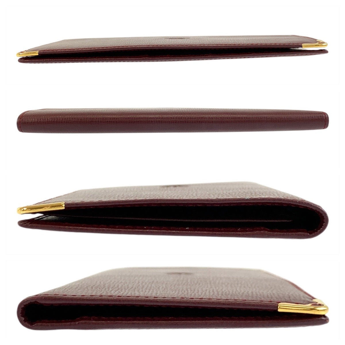 Cartier Long Wallet Purse Leather Bordeaux Gold Metal Must Line