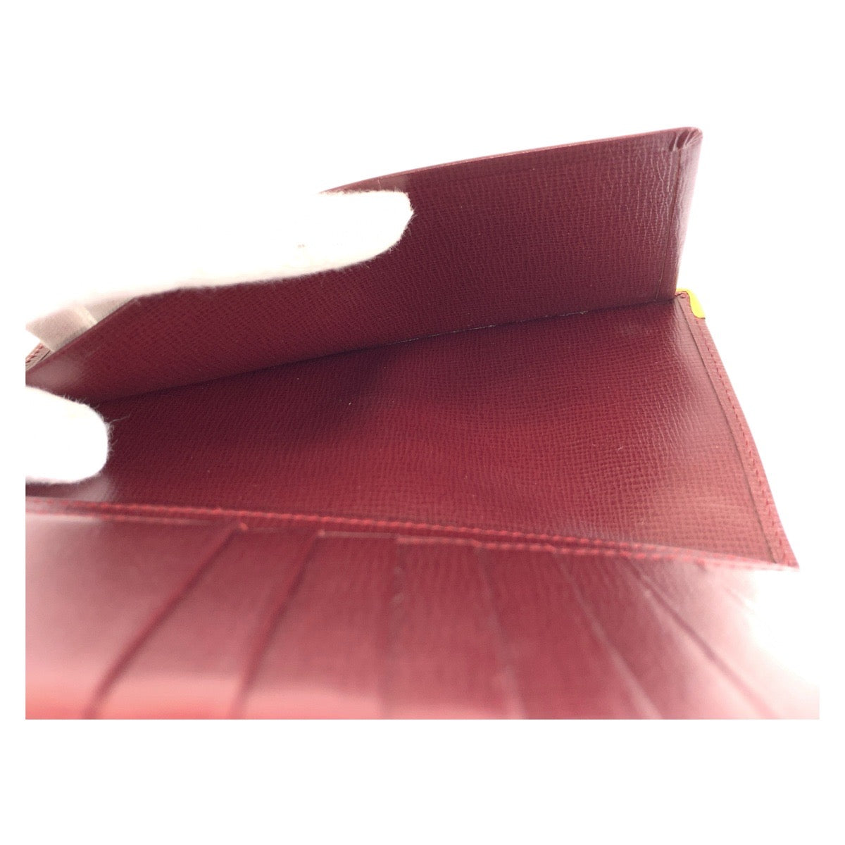 Cartier Long Wallet Purse Leather Bordeaux Gold Metal Must Line