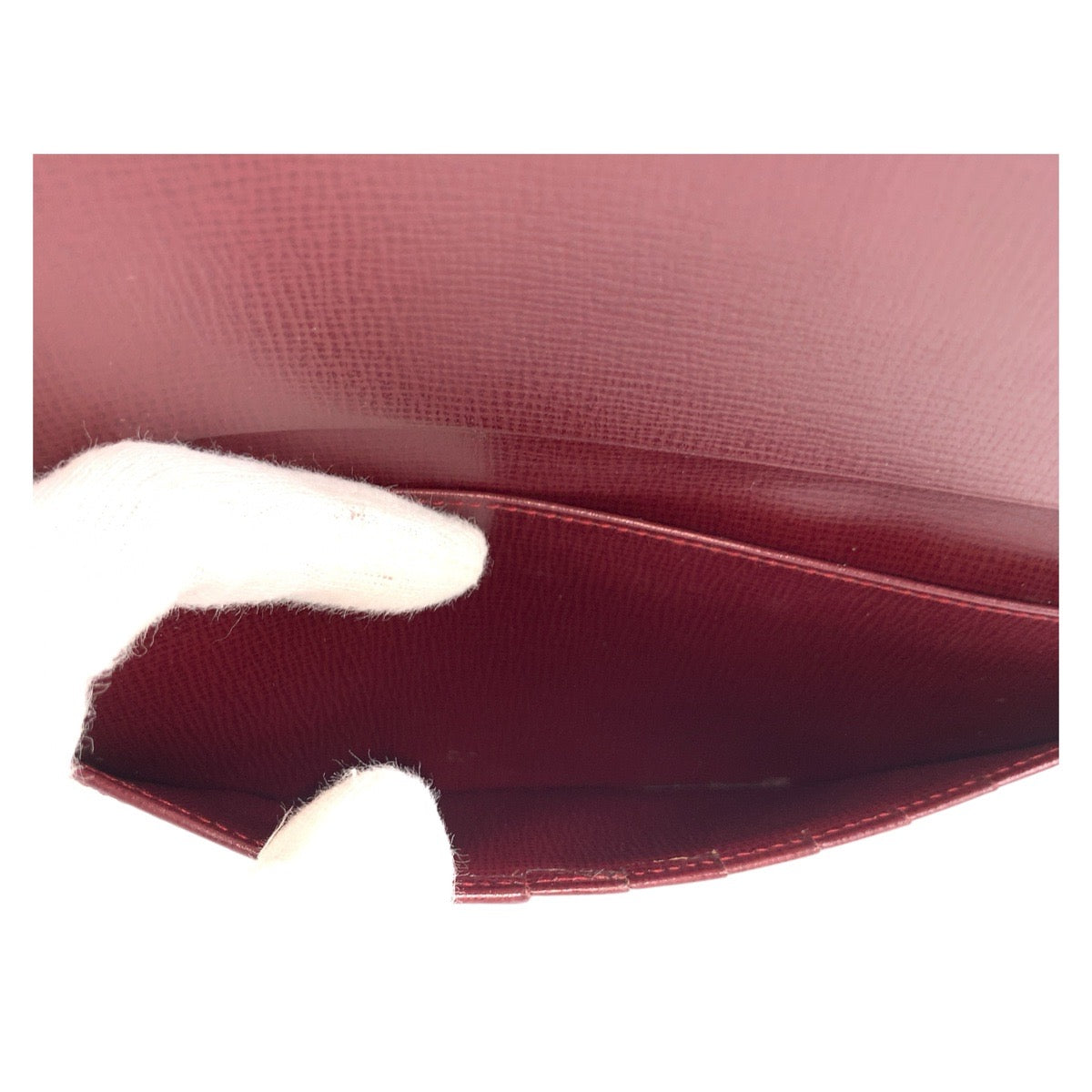 Cartier Long Wallet Purse Leather Bordeaux Gold Metal Must Line