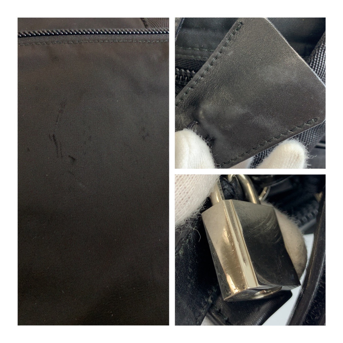 Prada Business Bag Nylon Black Silvermetal Test Triangle With Logo