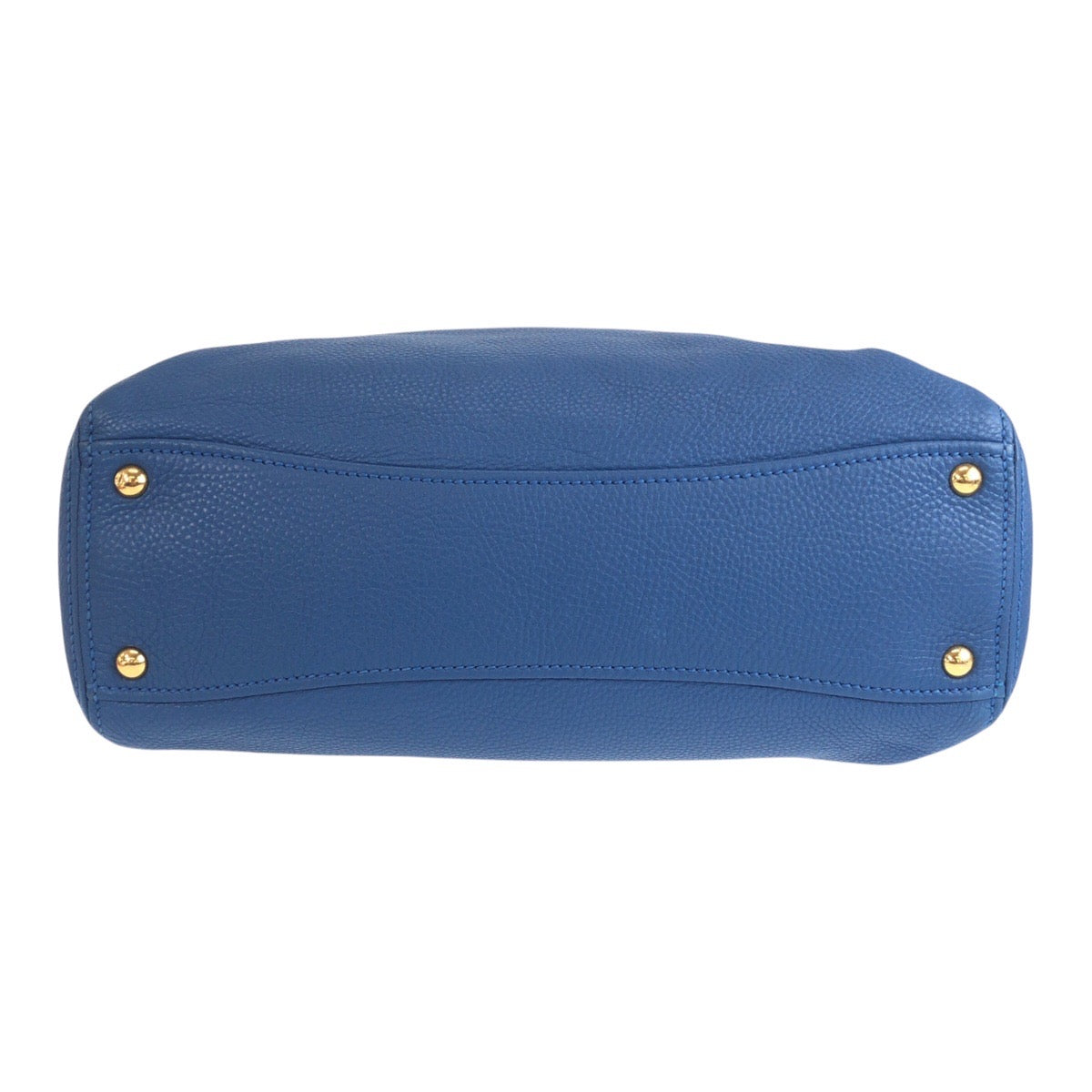 Miumiu Tote Bag Leather Blue Goldmetal Vittello Caribbean