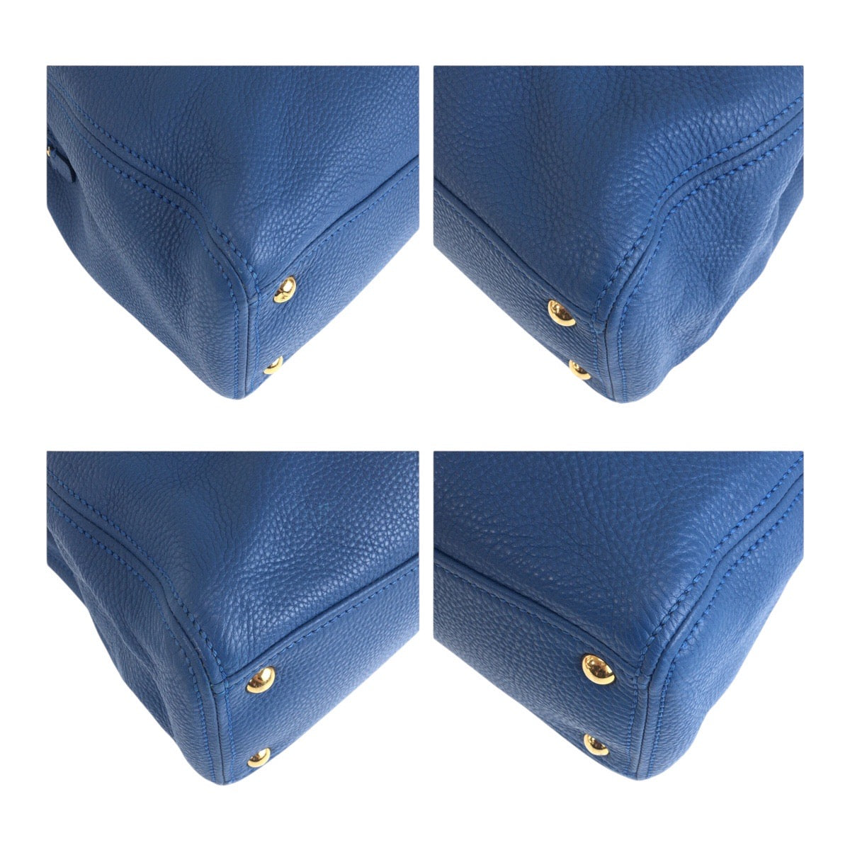 Miumiu Tote Bag Leather Blue Goldmetal Vittello Caribbean