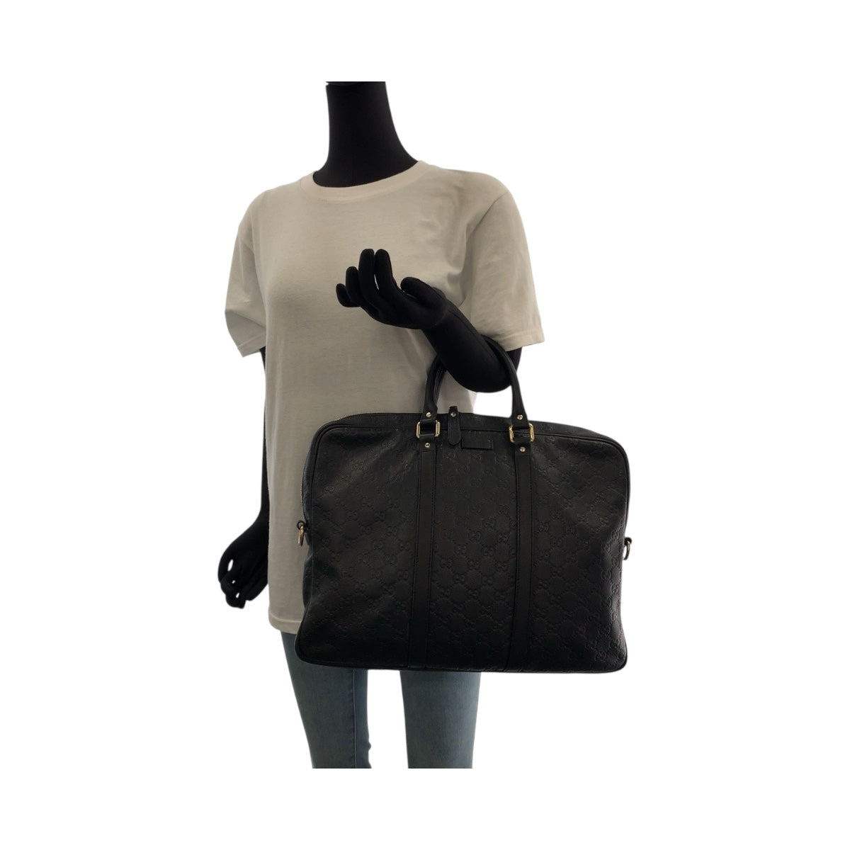 Gucci Business Bag 208463 Leather Black Silvermetal Guccisima